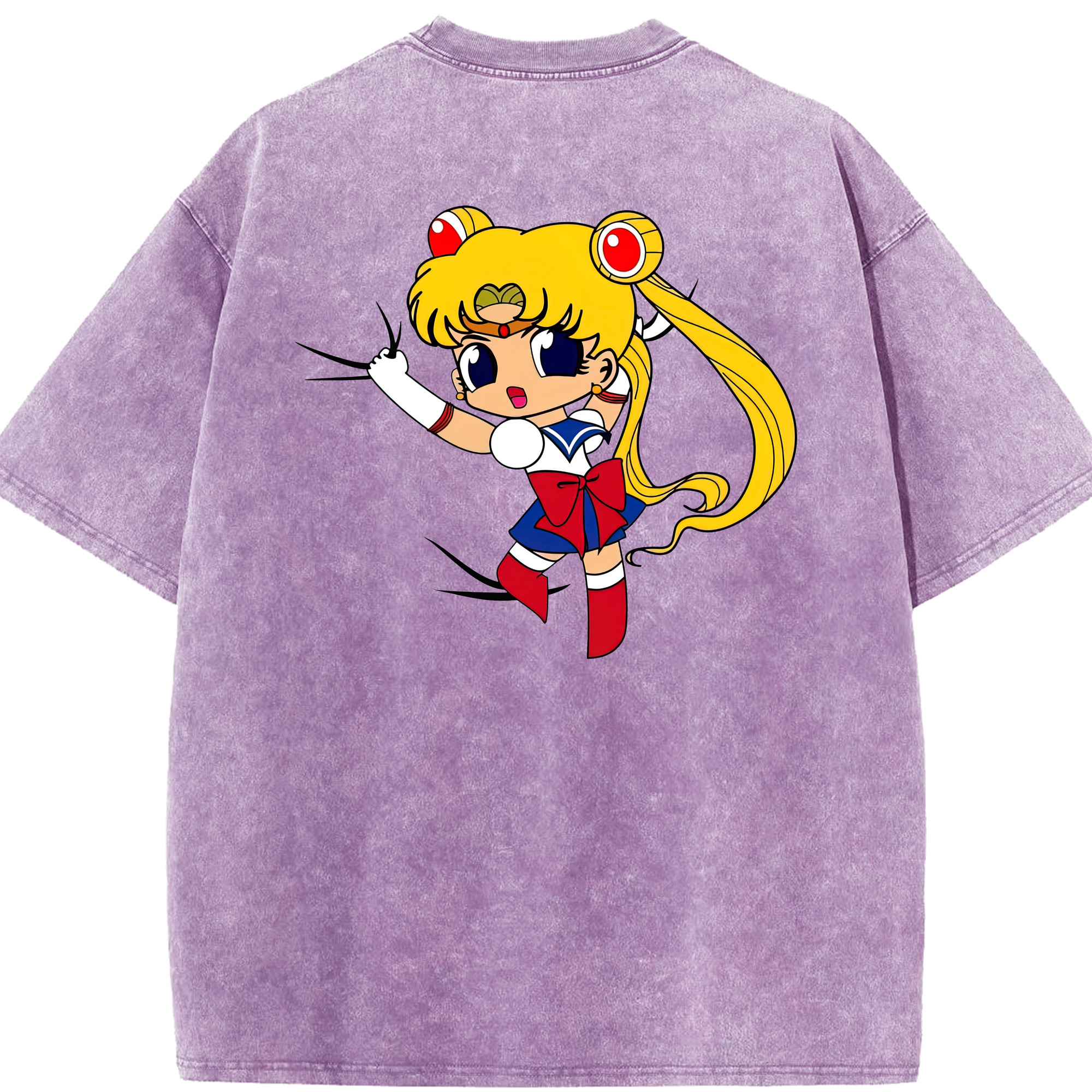 （画像用） 美少女戦士セーラームーン 月野 うさぎ つきの うさぎ Sailor Moon Tsukino Usagi 綿100% ヴィンテージ風 半袖Tシャツ（背面プリント）