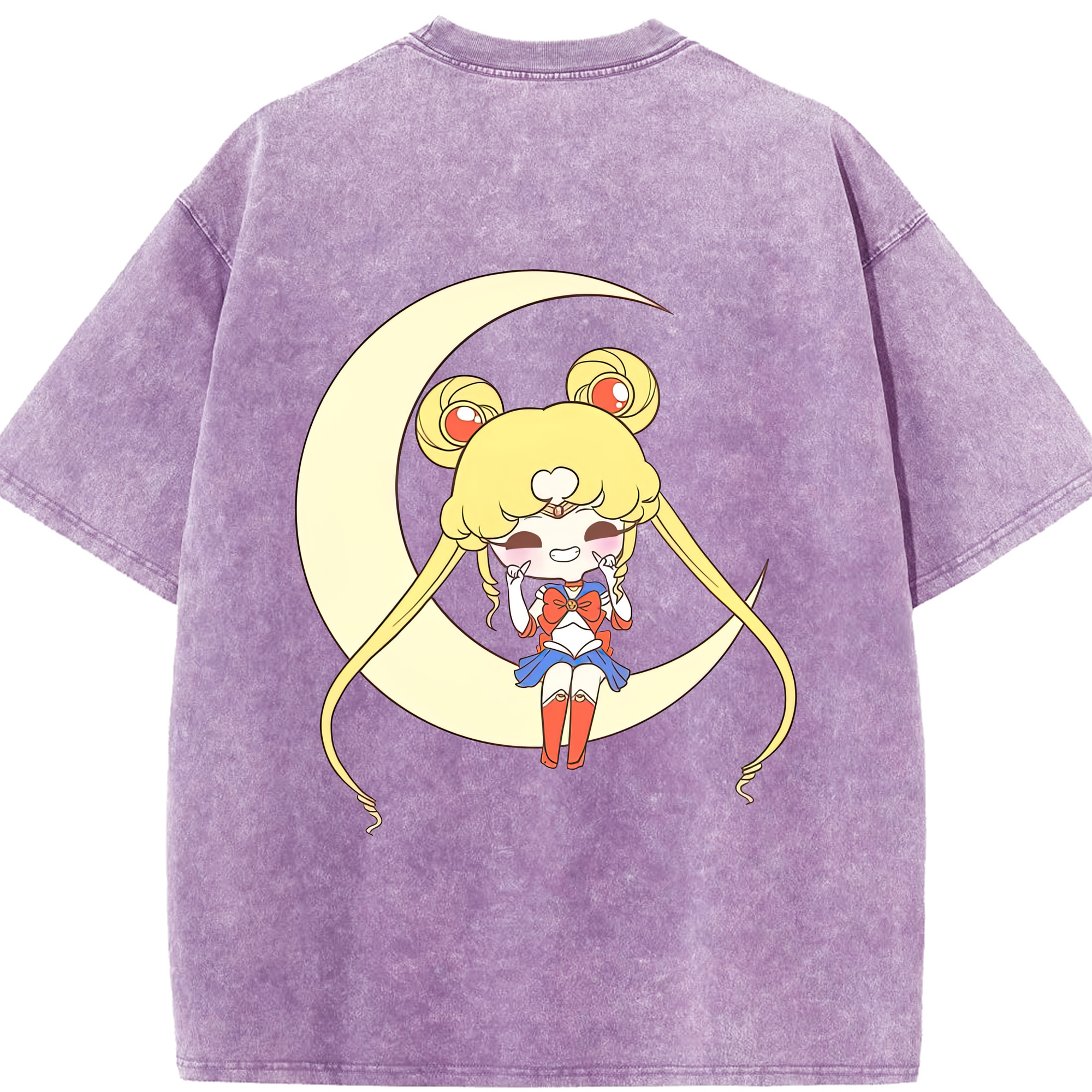（画像用） 美少女戦士セーラームーン 月野 うさぎ つきの うさぎ Sailor Moon Tsukino Usagi 綿100% ヴィンテージ風 半袖Tシャツ（背面プリント）