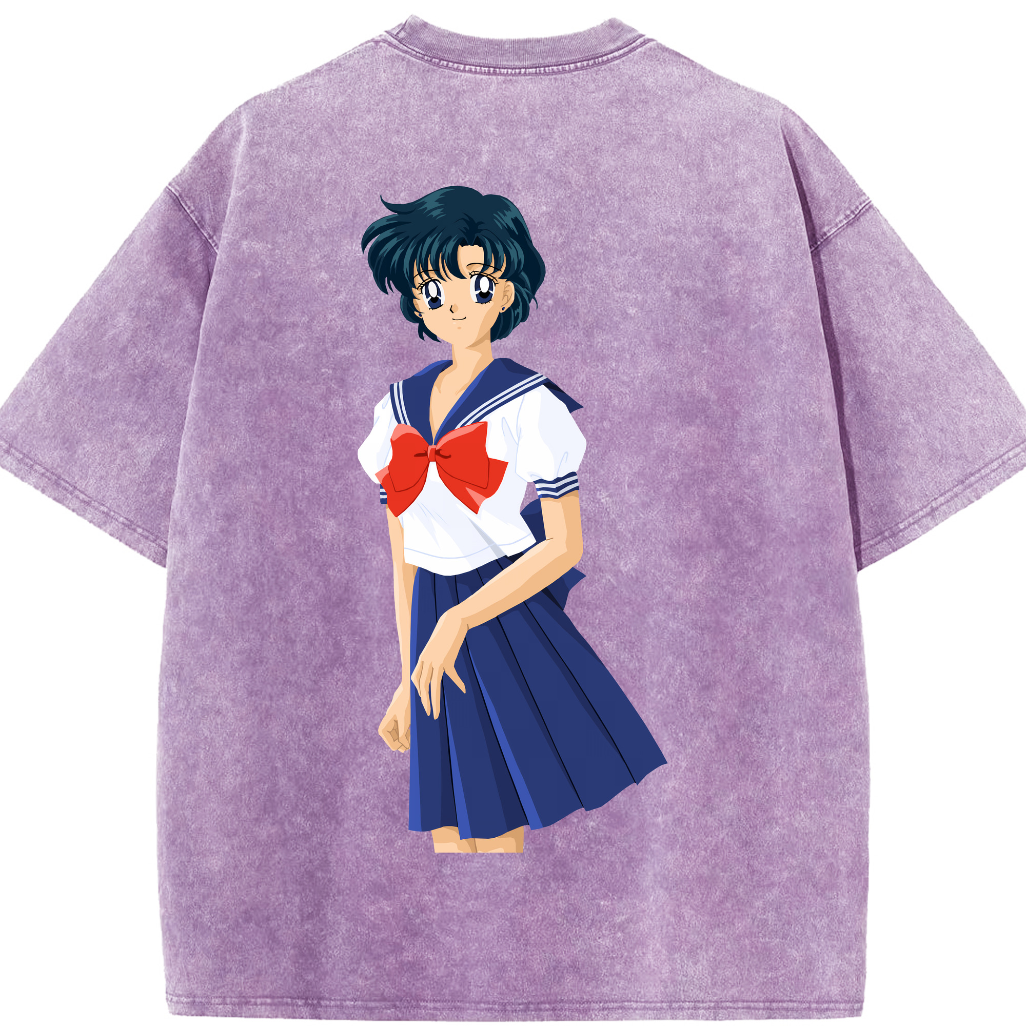 （画像用） 美少女戦士セーラームーン 水野 亜美 みずの あみ Sailor Moon Mizuno Ami 綿100% ヴィンテージ風 半袖Tシャツ（背面プリント）