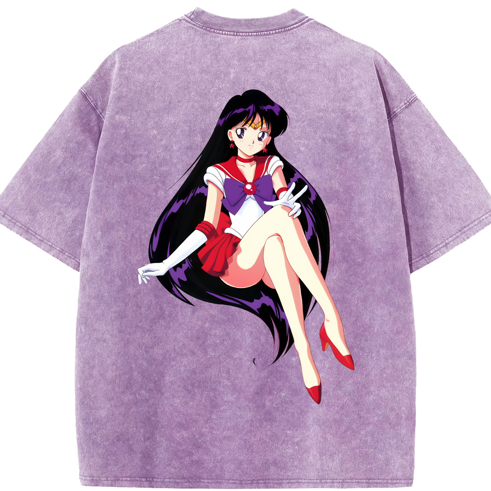 （画像用） 美少女戦士セーラームーン 火野レイ ひの レイ Sailor Moon Hino Rei （セーラーマーズ,Sailor Mars） 綿100% ヴィンテージ風 半袖Tシャツ（背面プリント）