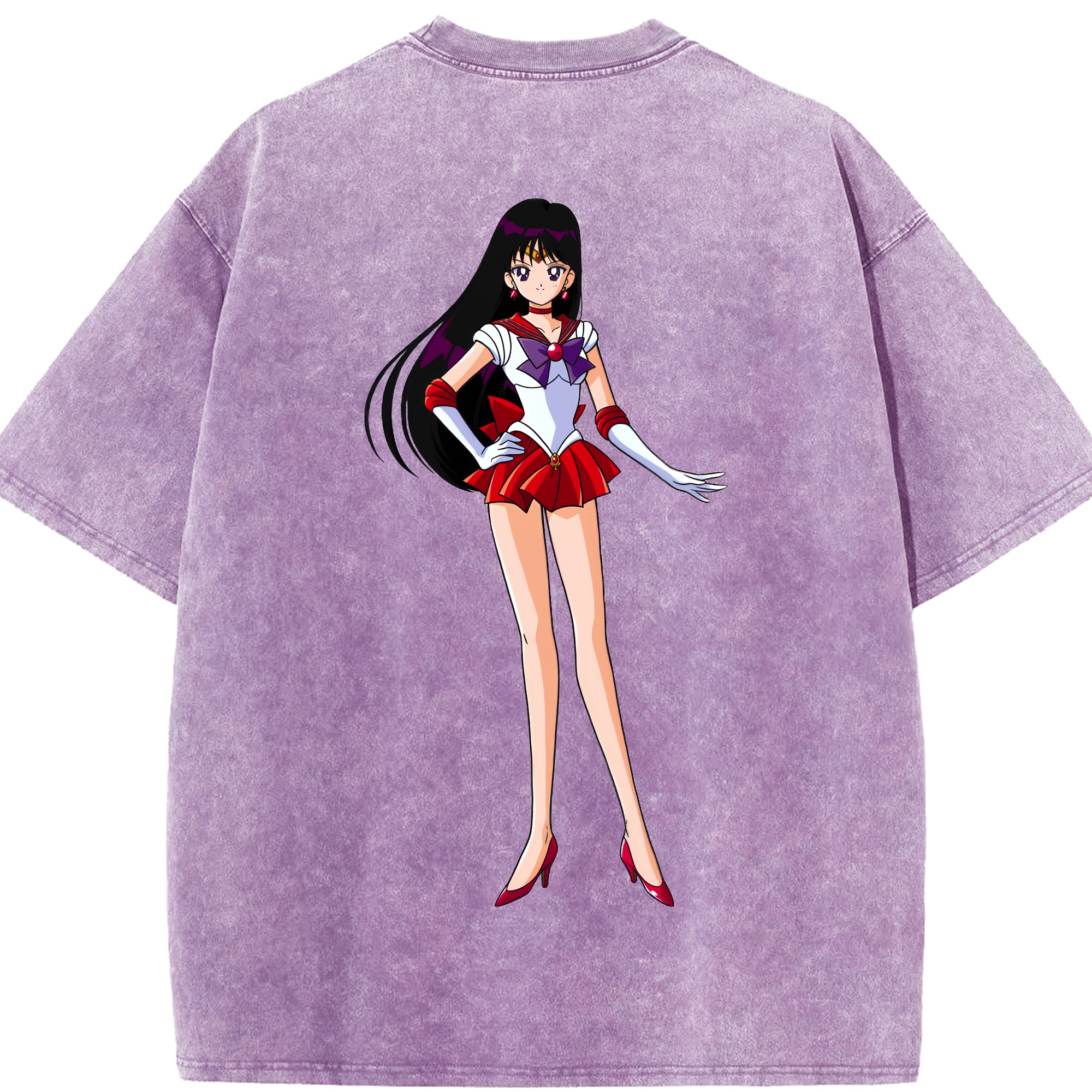 （画像用） 美少女戦士セーラームーン 火野レイ ひの レイ Sailor Moon Hino Rei （セーラーマーズ,Sailor Mars） 綿100% ヴィンテージ風 半袖Tシャツ（背面プリント）