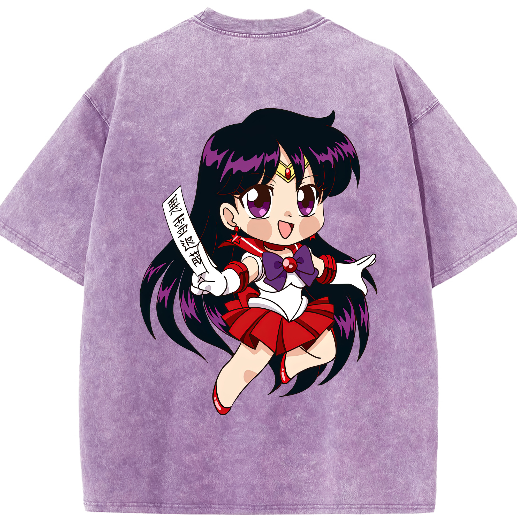 （画像用） 美少女戦士セーラームーン 火野レイ ひの レイ Sailor Moon Hino Rei （セーラーマーズ,Sailor Mars） 綿100% ヴィンテージ風 半袖Tシャツ（背面プリント）
