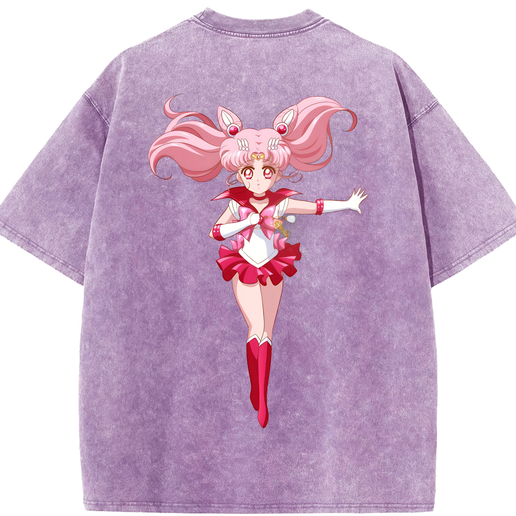 （画像用） 美少女戦士セーラームーン ちびうさ Sailor Moon Chibiusa Tsukino Usagi Small Lady Serenity 綿100% ヴィンテージ風 半袖Tシャツ（背面プリント）