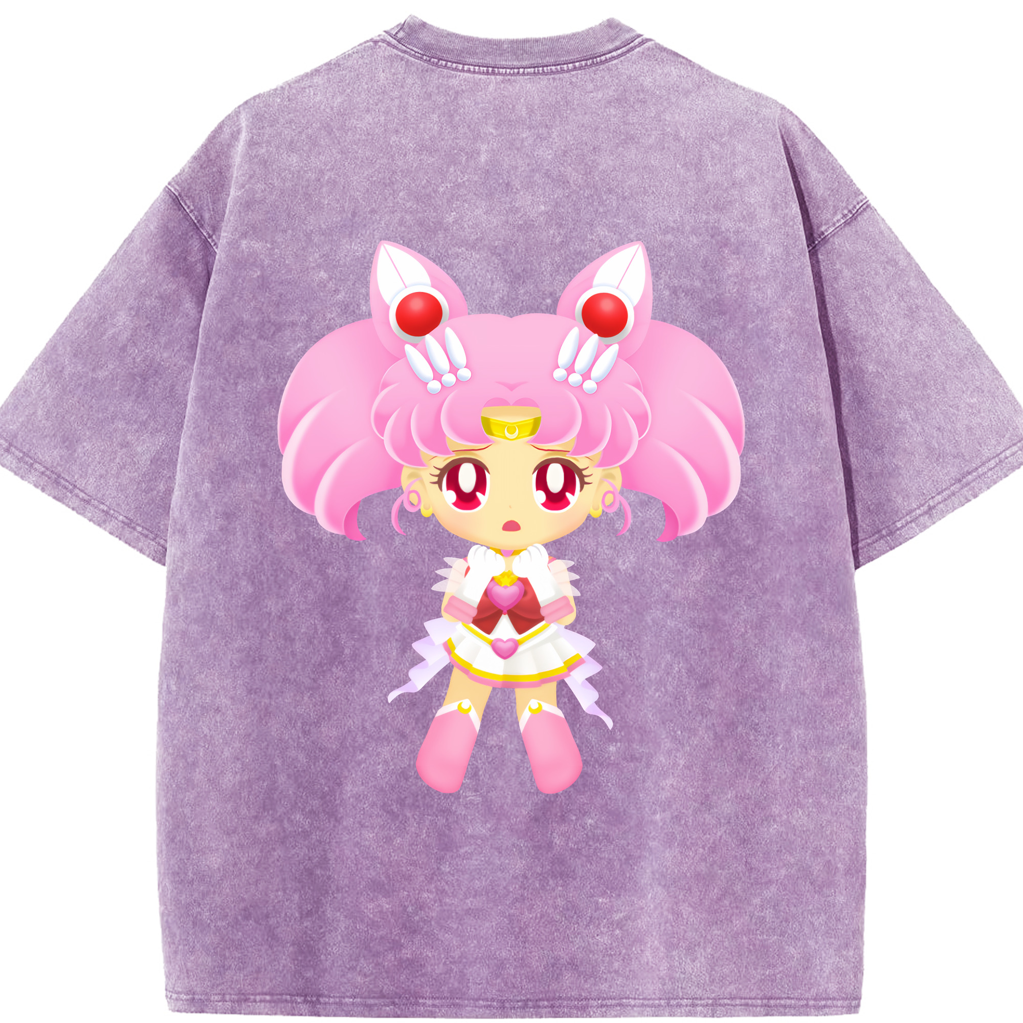 （画像用） 美少女戦士セーラームーン ちびうさ Sailor Moon Chibiusa Tsukino Usagi Small Lady Serenity 綿100% ヴィンテージ風 半袖Tシャツ（背面プリント）
