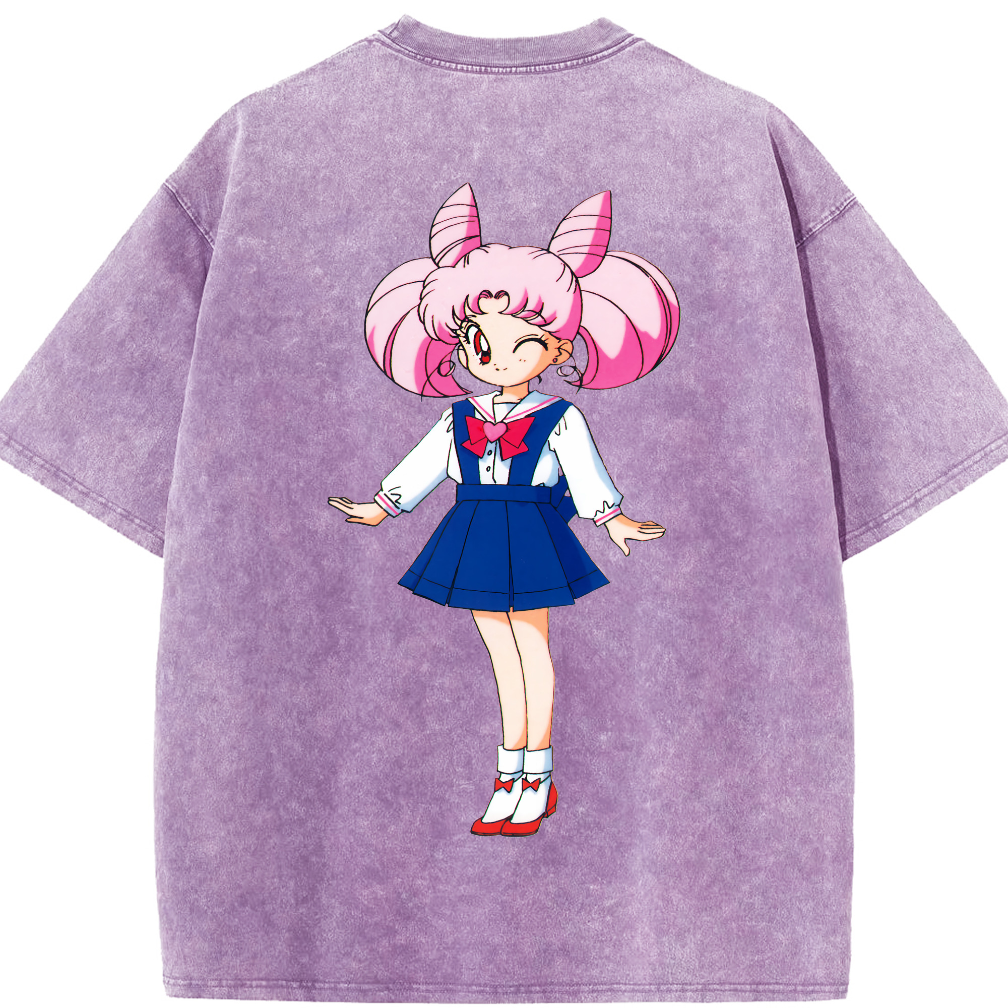 （画像用） 美少女戦士セーラームーン ちびうさ Sailor Moon Chibiusa Tsukino Usagi Small Lady Serenity 綿100% ヴィンテージ風 半袖Tシャツ（背面プリント）