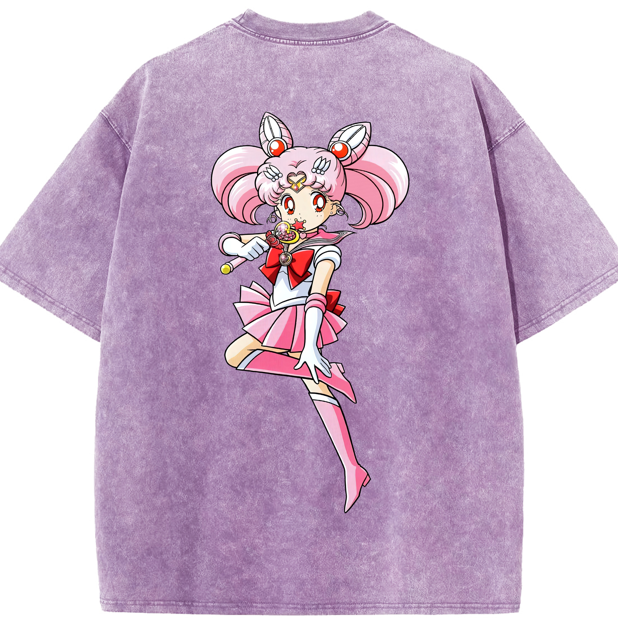 （画像用） 美少女戦士セーラームーン ちびうさ Sailor Moon Chibiusa Tsukino Usagi Small Lady Serenity 綿100% ヴィンテージ風 半袖Tシャツ（背面プリント）