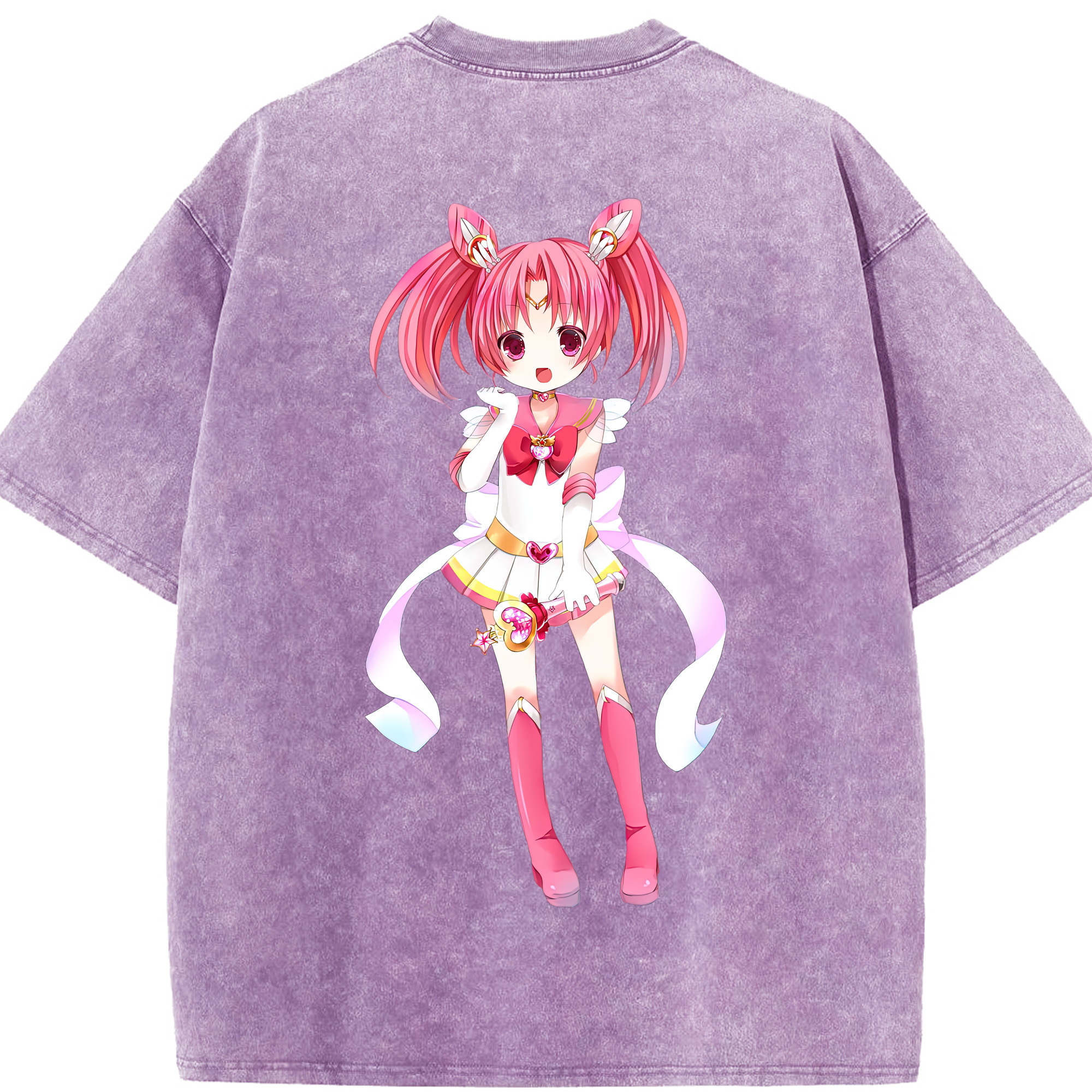 （画像用） 美少女戦士セーラームーン ちびうさ Sailor Moon Chibiusa Tsukino Usagi Small Lady Serenity 綿100% ヴィンテージ風 半袖Tシャツ（背面プリント）