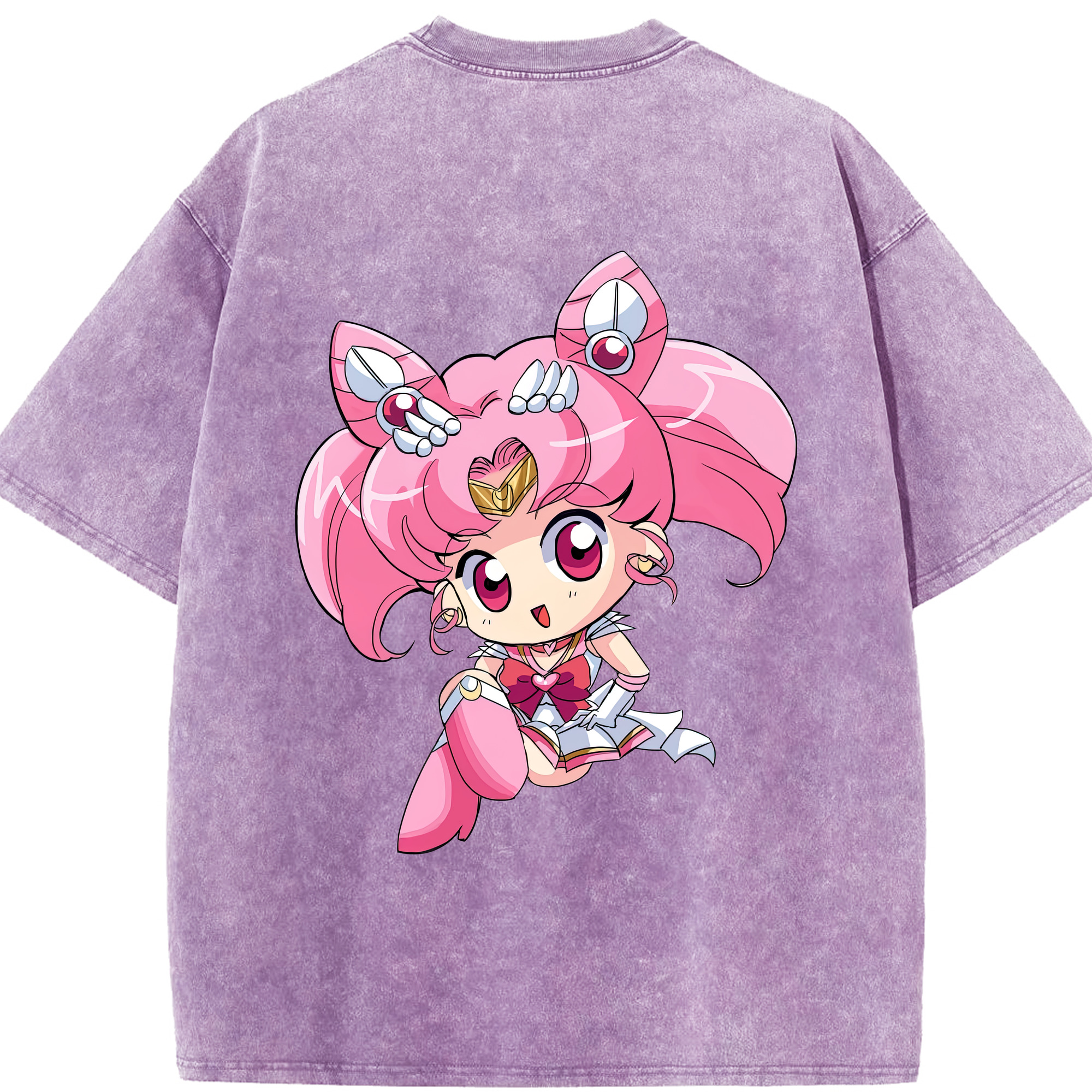 （画像用） 美少女戦士セーラームーン ちびうさ Sailor Moon Chibiusa Tsukino Usagi Small Lady Serenity 綿100% ヴィンテージ風 半袖Tシャツ（背面プリント）