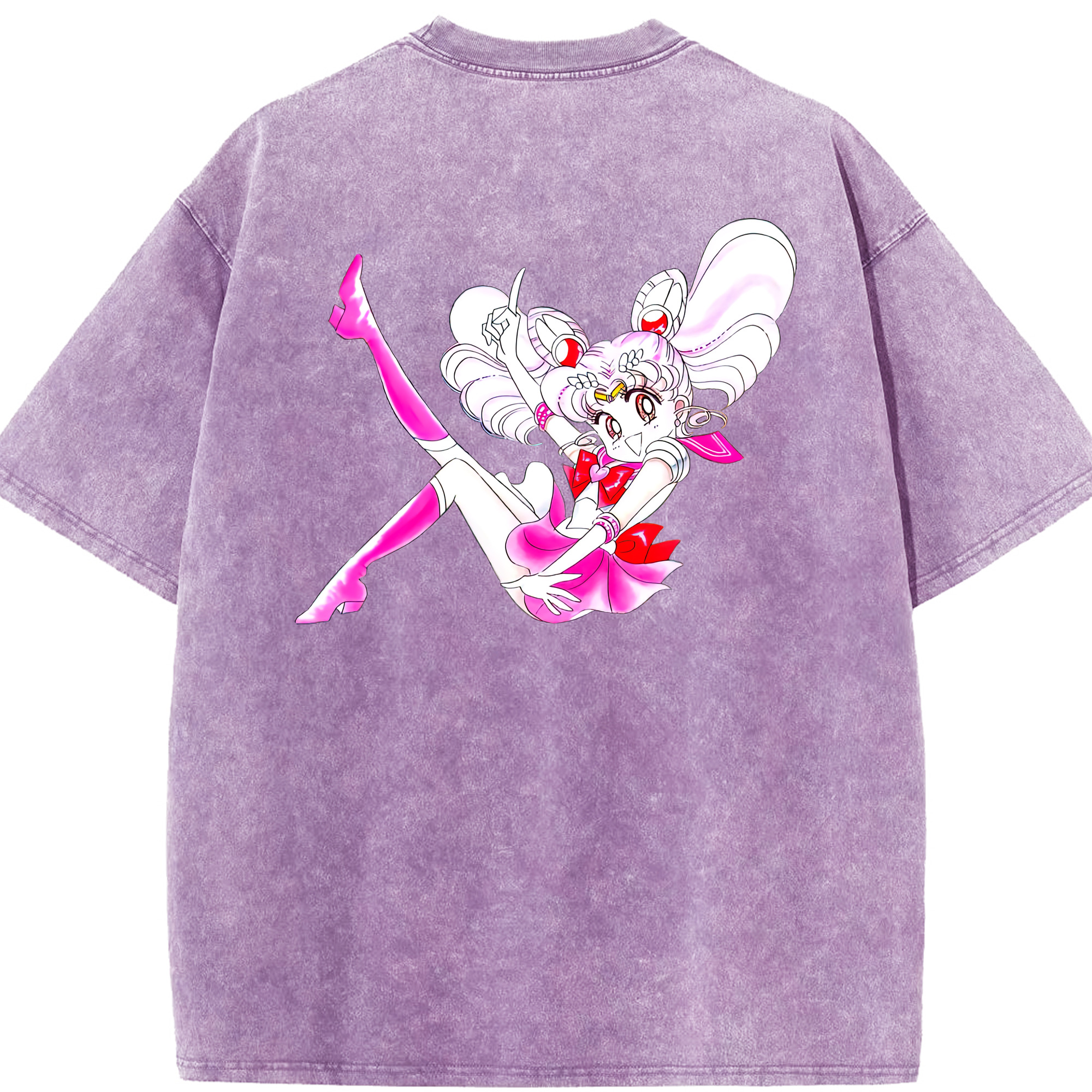 （画像用） 美少女戦士セーラームーン ちびうさ Sailor Moon Chibiusa Tsukino Usagi Small Lady Serenity 綿100% ヴィンテージ風 半袖Tシャツ（背面プリント）