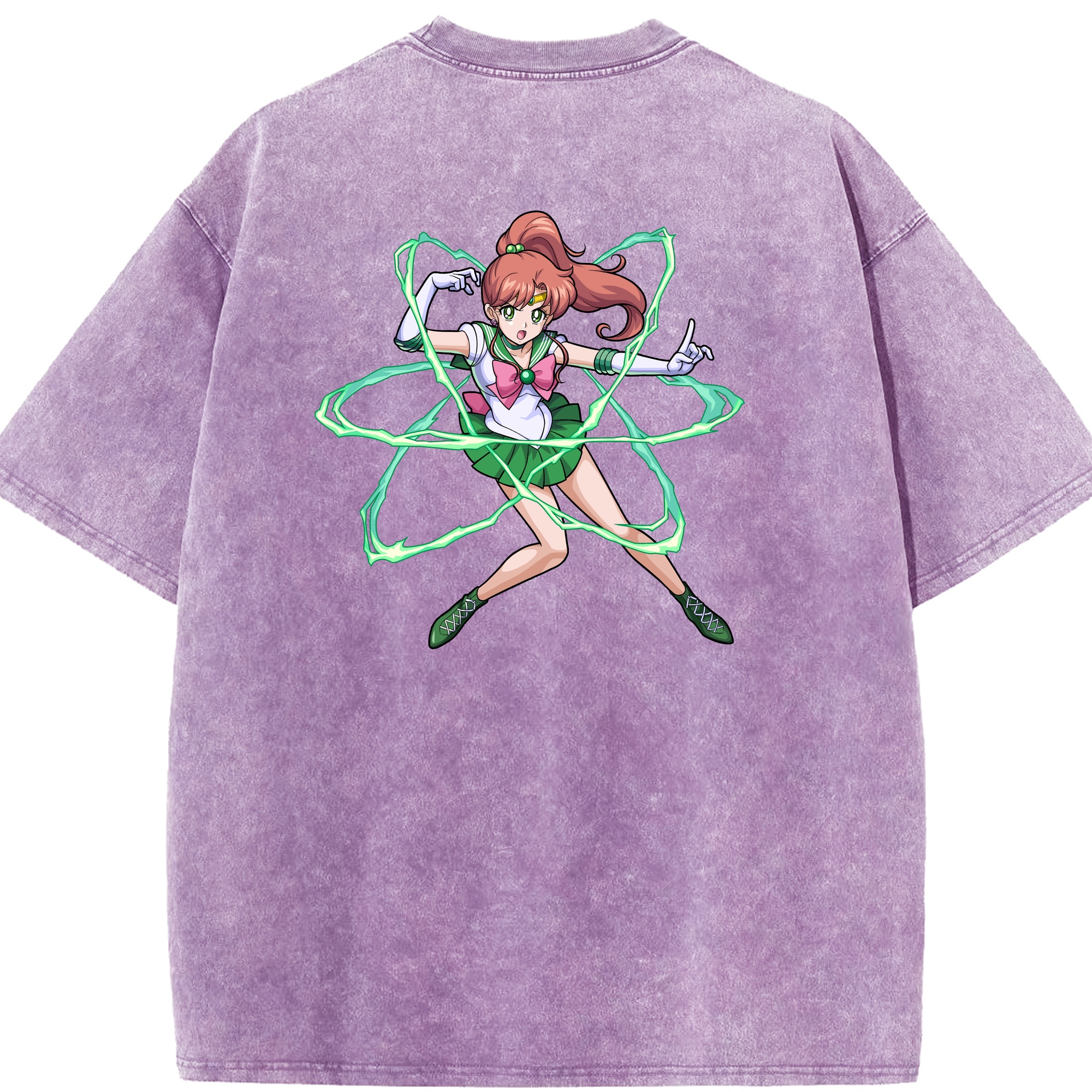 （画像用） 美少女戦士セーラームーン 木野 まこと きの まこと Sailor Moon Kino Makoto （セーラージュピター；Sailor Jupiter） 綿100% ヴィンテージ風 半袖Tシャツ（背面プリント）
