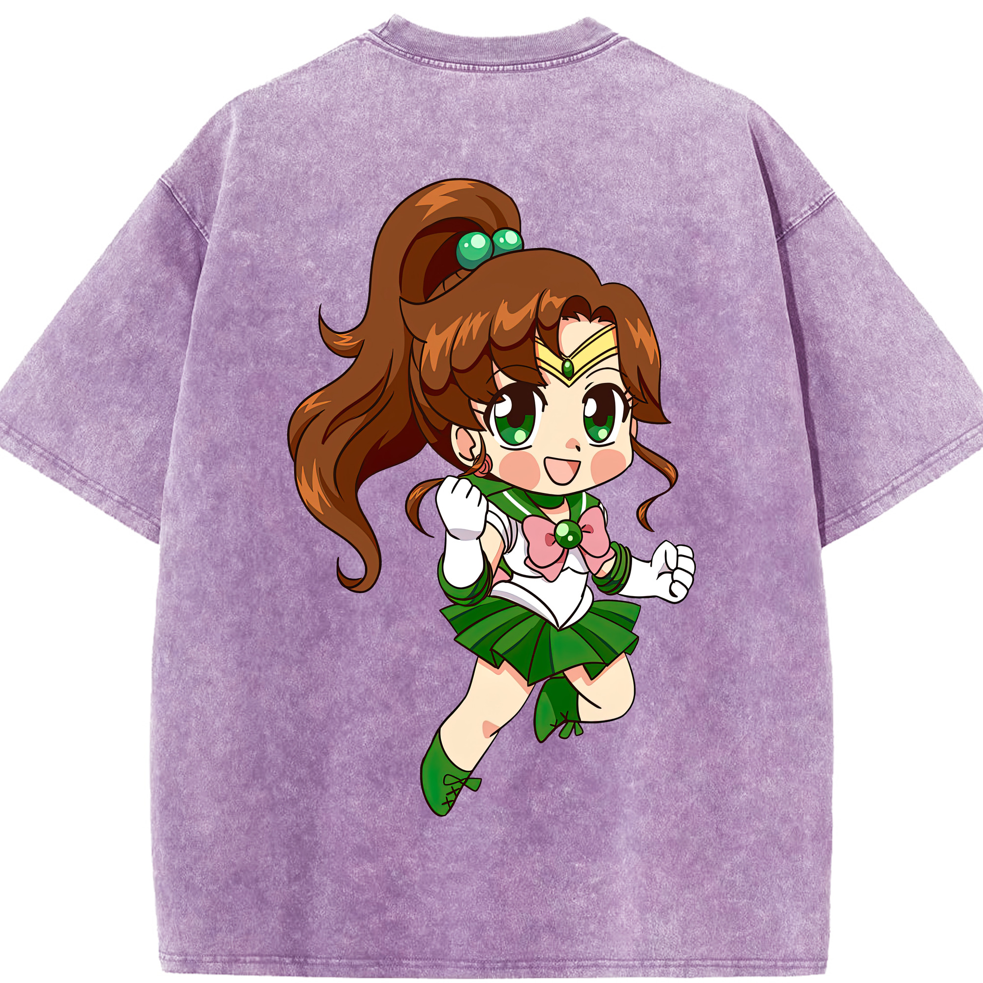 （画像用） 美少女戦士セーラームーン 木野 まこと きの まこと Sailor Moon Kino Makoto （セーラージュピター；Sailor Jupiter） 綿100% ヴィンテージ風 半袖Tシャツ（背面プリント）