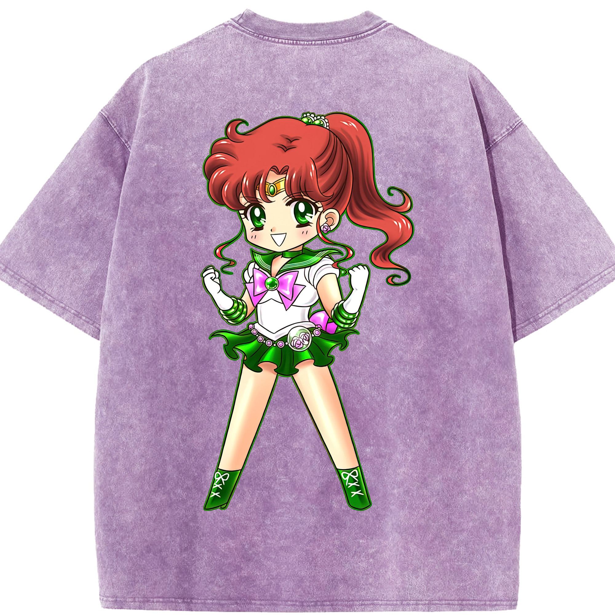 （画像用） 美少女戦士セーラームーン 木野 まこと きの まこと Sailor Moon Kino Makoto （セーラージュピター；Sailor Jupiter） 綿100% ヴィンテージ風 半袖Tシャツ（背面プリント）