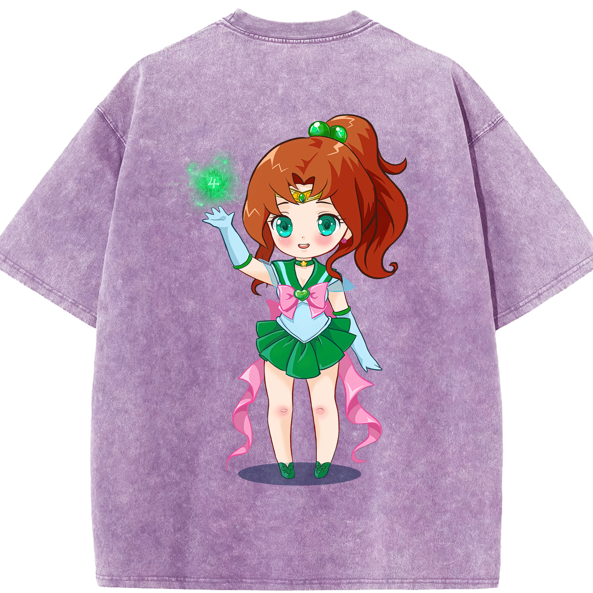 （画像用） 美少女戦士セーラームーン 木野 まこと きの まこと Sailor Moon Kino Makoto （セーラージュピター；Sailor Jupiter） 綿100% ヴィンテージ風 半袖Tシャツ（背面プリント）
