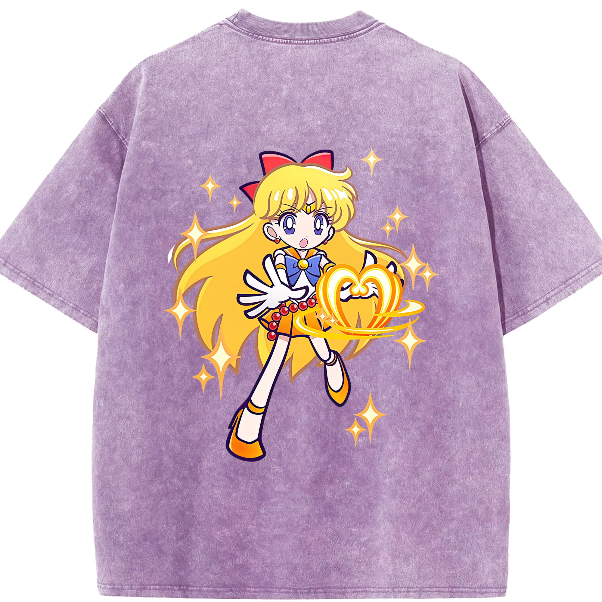 （画像用） 美少女戦士セーラームーン 愛野 美奈子 あいの みなこ Sailor Moon Aino Minako 綿100% ヴィンテージ風 半袖Tシャツ（背面プリント）