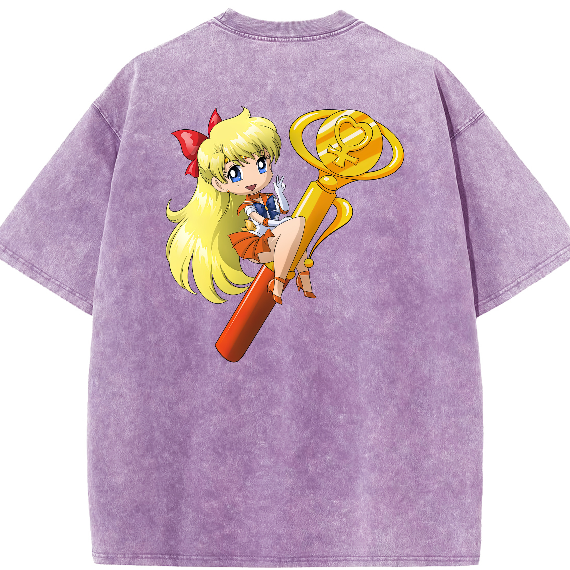 （画像用） 美少女戦士セーラームーン 愛野 美奈子 あいの みなこ Sailor Moon Aino Minako 綿100% ヴィンテージ風 半袖Tシャツ（背面プリント）
