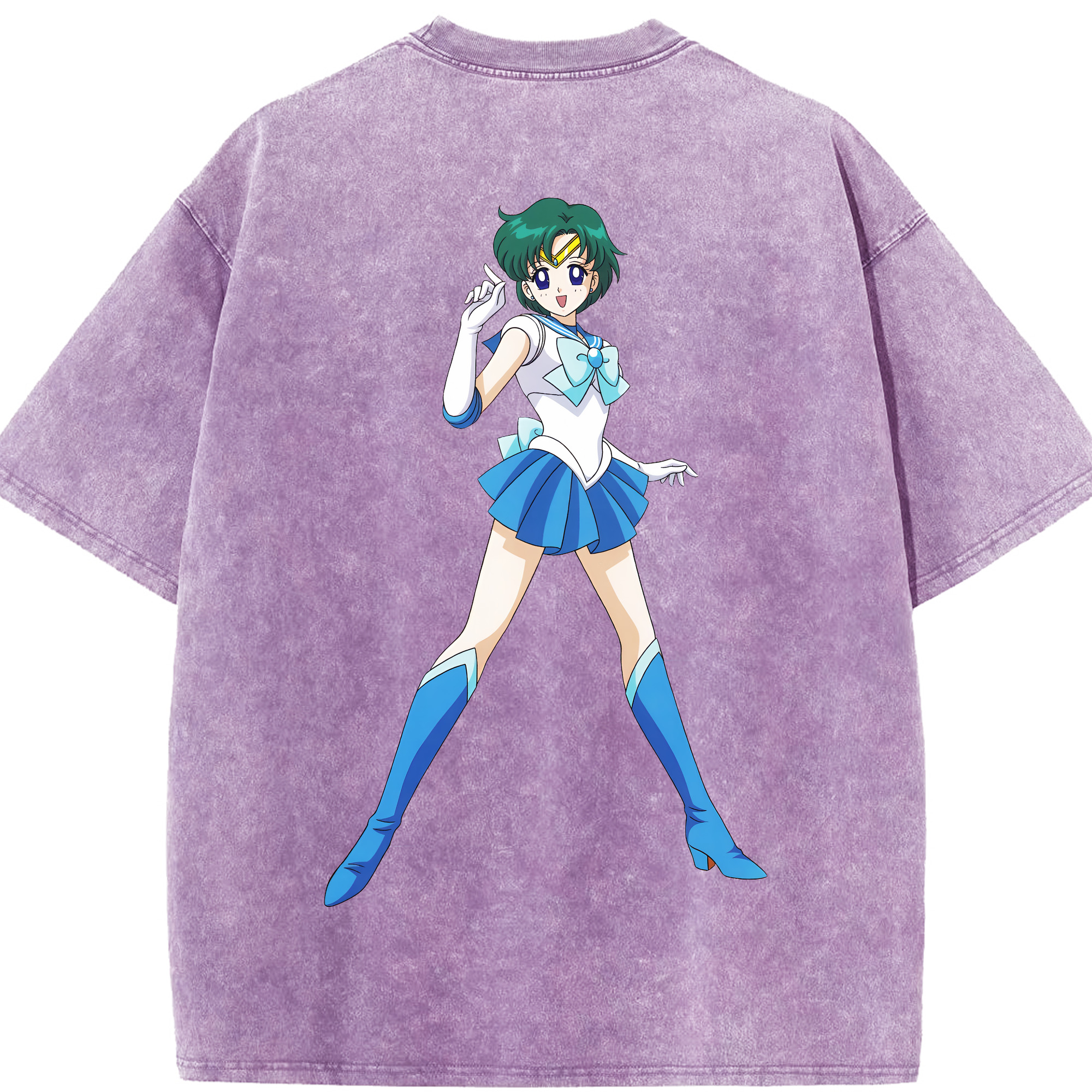 （画像用） 美少女戦士セーラームーン 海王 みちる（かいおう みちる） Sailor Moon Kaiou Michiru 綿100% ヴィンテージ風 半袖Tシャツ（背面プリント）