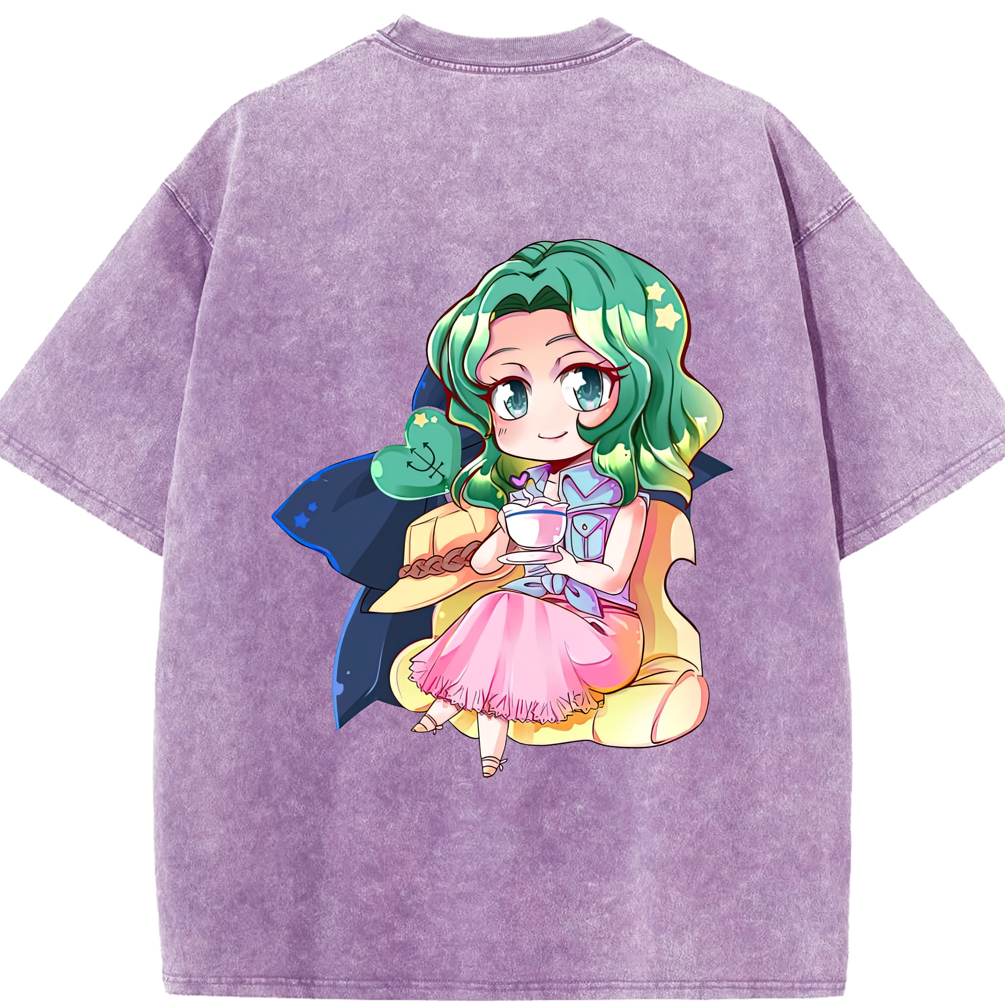 （画像用） 美少女戦士セーラームーン 海王 みちる（かいおう みちる） Sailor Moon Kaiou Michiru 綿100% ヴィンテージ風 半袖Tシャツ（背面プリント）