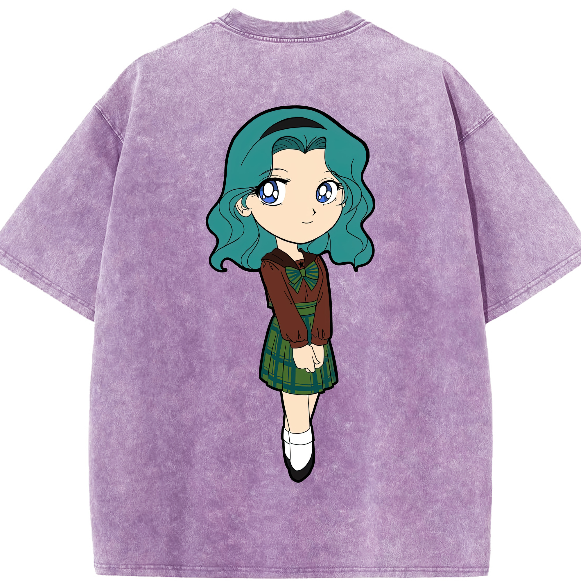 （画像用） 美少女戦士セーラームーン 海王 みちる（かいおう みちる） Sailor Moon Kaiou Michiru 綿100% ヴィンテージ風 半袖Tシャツ（背面プリント）