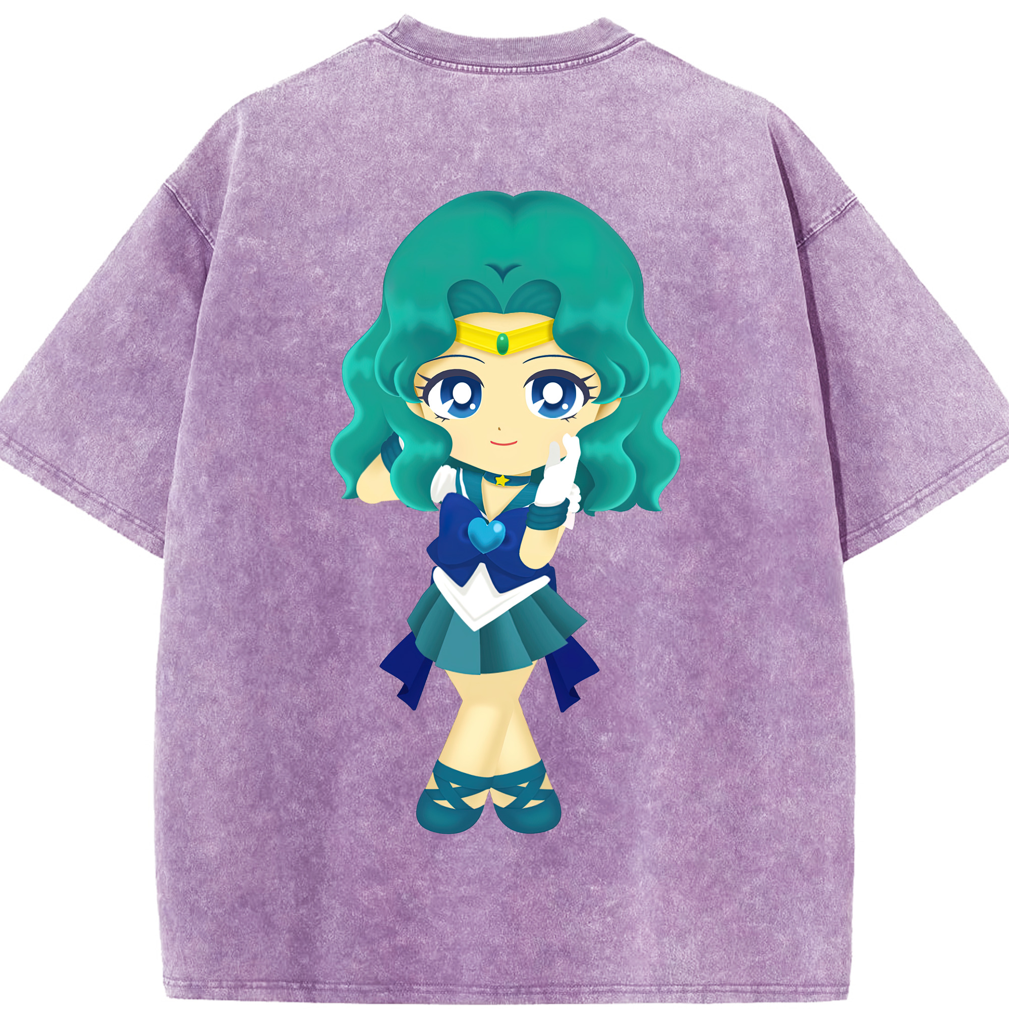 （画像用） 美少女戦士セーラームーン 海王 みちる（かいおう みちる） Sailor Moon Kaiou Michiru 綿100% ヴィンテージ風 半袖Tシャツ（背面プリント）