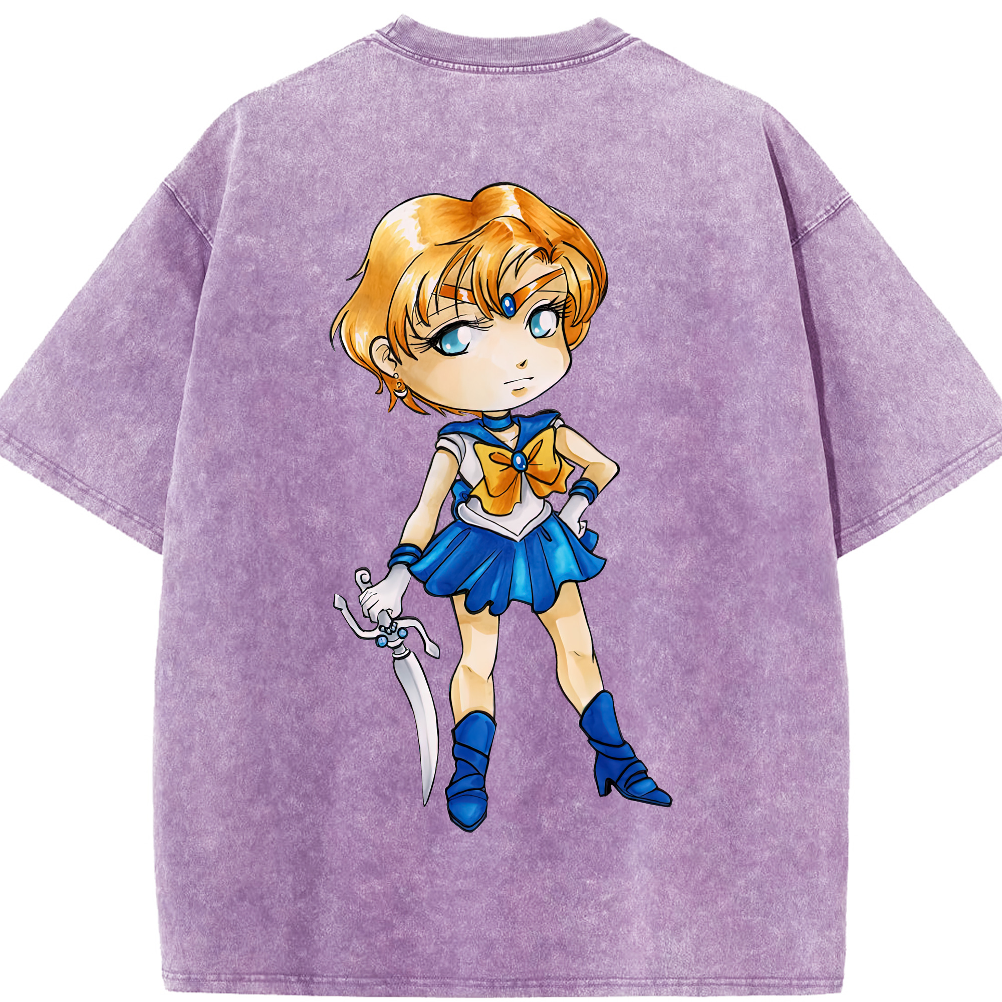 （画像用） 美少女戦士セーラームーン 天王はるか Sailor Moon Tenoh Haruka 綿100% ヴィンテージ風 半袖Tシャツ（背面プリント）