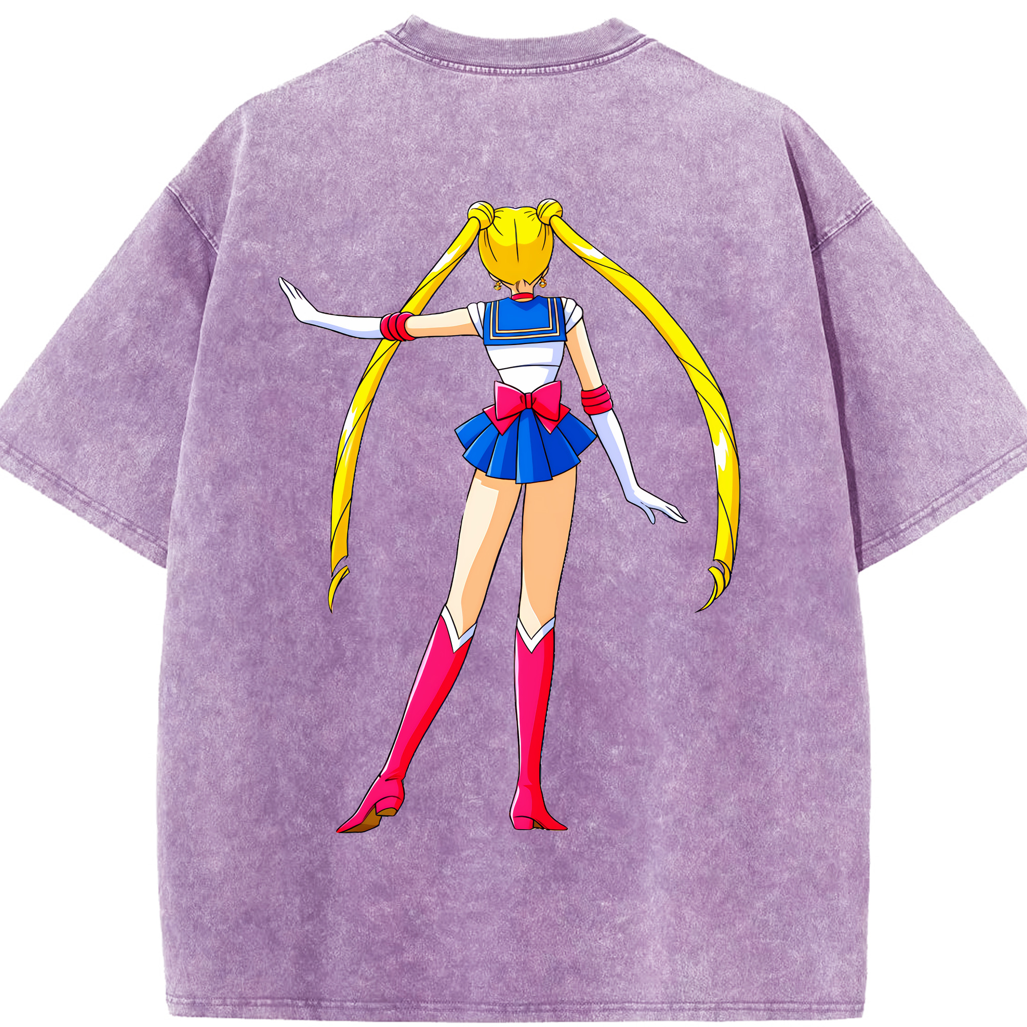 （画像用） 美少女戦士セーラームーン 月野 うさぎ つきの うさぎ Sailor Moon Tsukino Usagi 綿100% ヴィンテージ風 半袖Tシャツ（背面プリント）