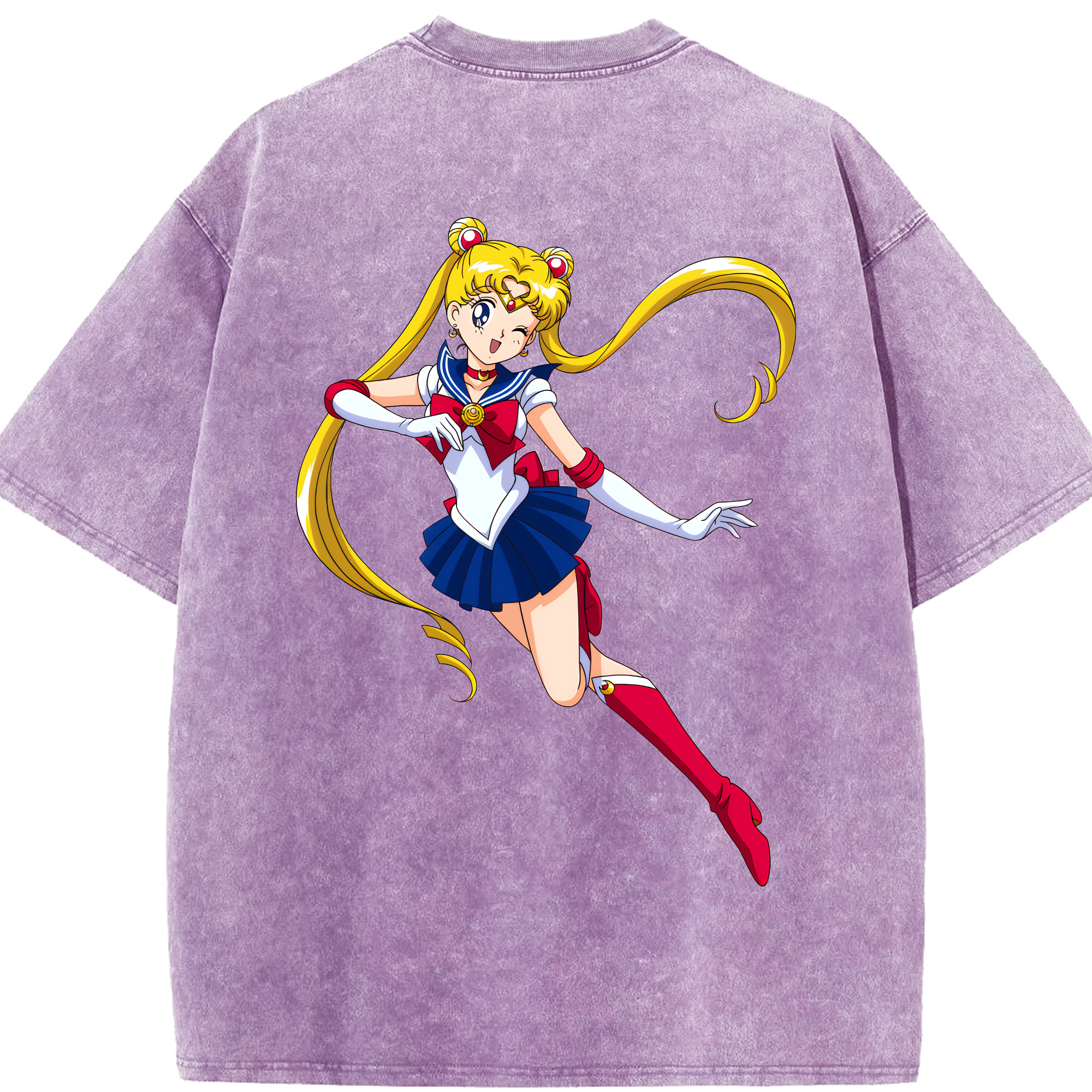 （画像用） 美少女戦士セーラームーン 月野 うさぎ つきの うさぎ Sailor Moon Tsukino Usagi 綿100% ヴィンテージ風 半袖Tシャツ（背面プリント）