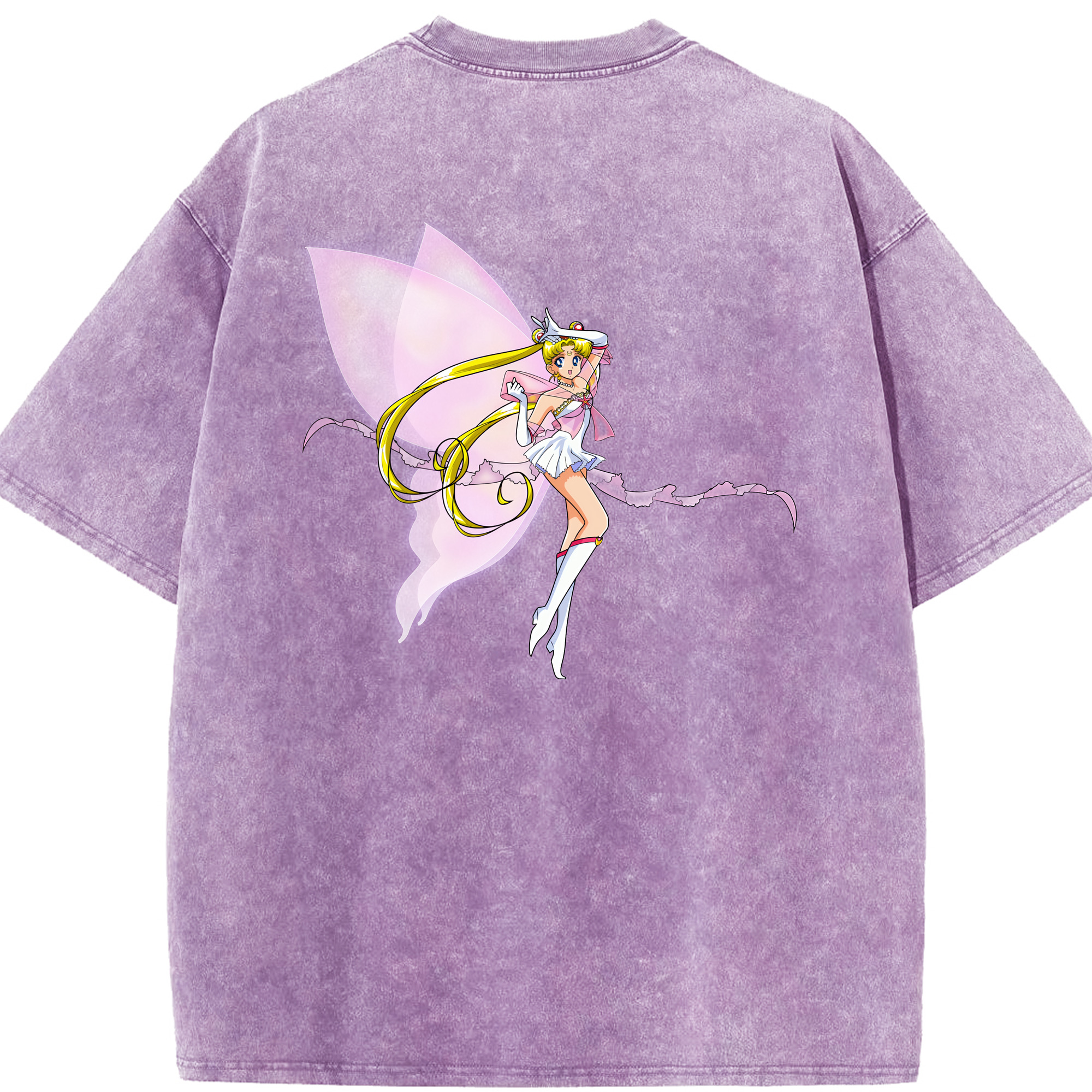 （画像用） 美少女戦士セーラームーン 月野 うさぎ つきの うさぎ Sailor Moon Tsukino Usagi 綿100% ヴィンテージ風 半袖Tシャツ（背面プリント）