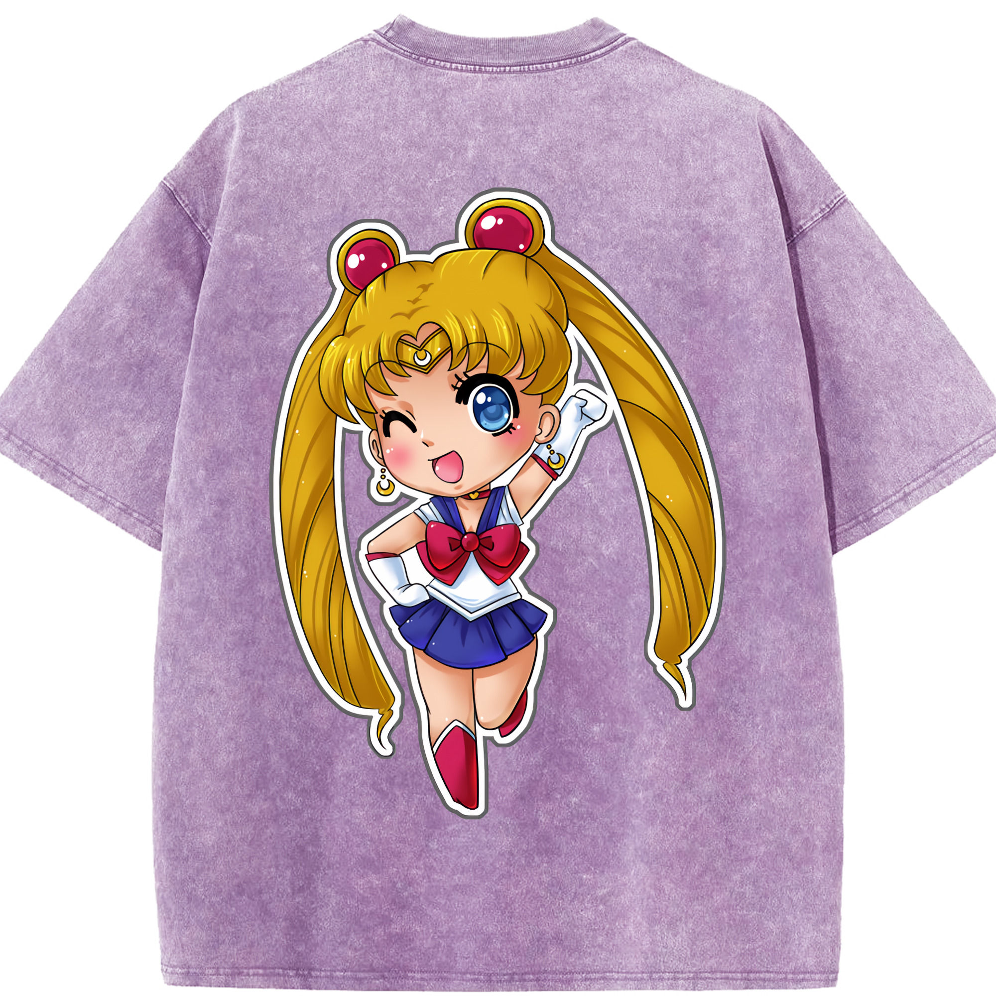 （画像用） 美少女戦士セーラームーン 月野 うさぎ つきの うさぎ Sailor Moon Tsukino Usagi 綿100% ヴィンテージ風 半袖Tシャツ（背面プリント）