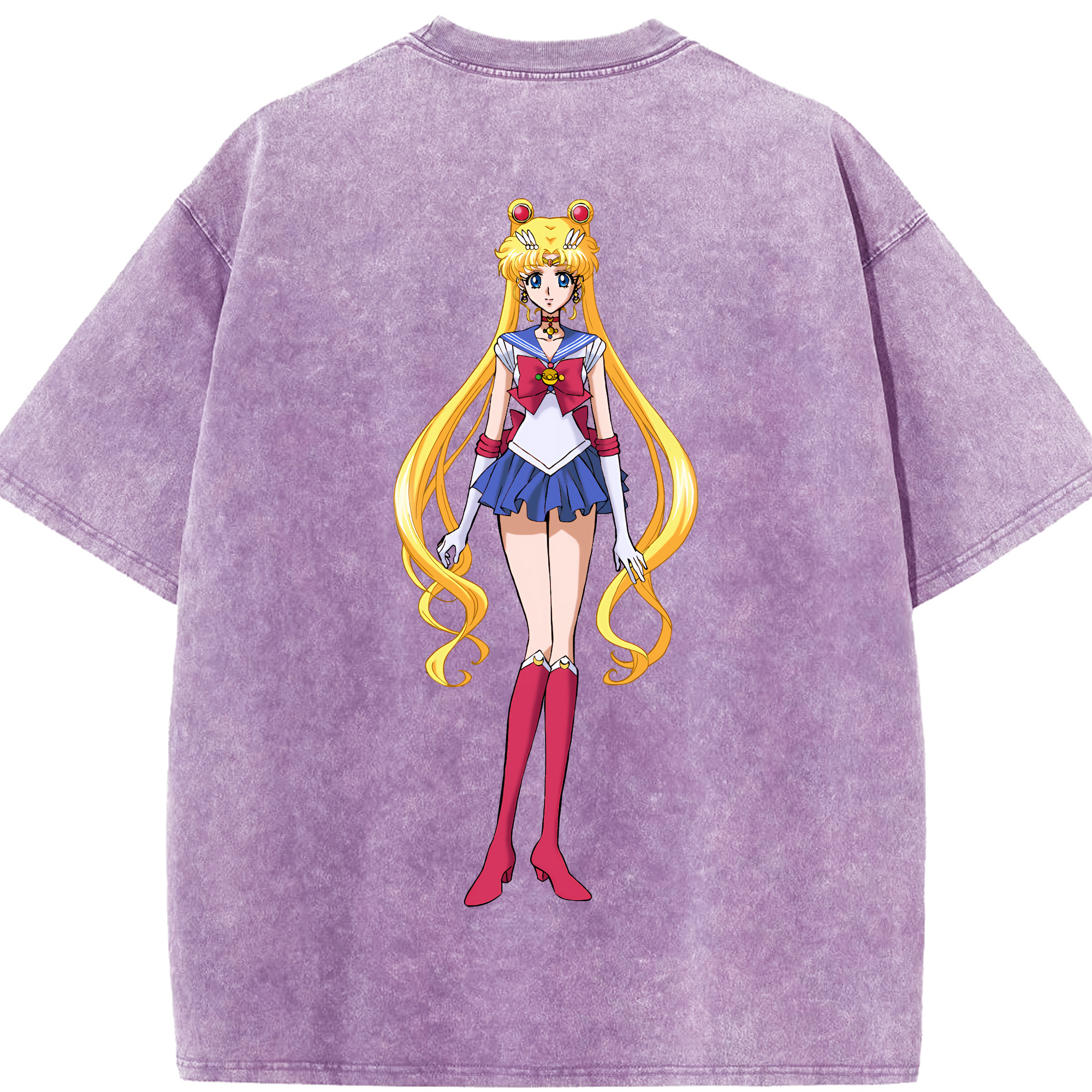 （画像用） 美少女戦士セーラームーン 月野 うさぎ つきの うさぎ Sailor Moon Tsukino Usagi 綿100% ヴィンテージ風 半袖Tシャツ（背面プリント）