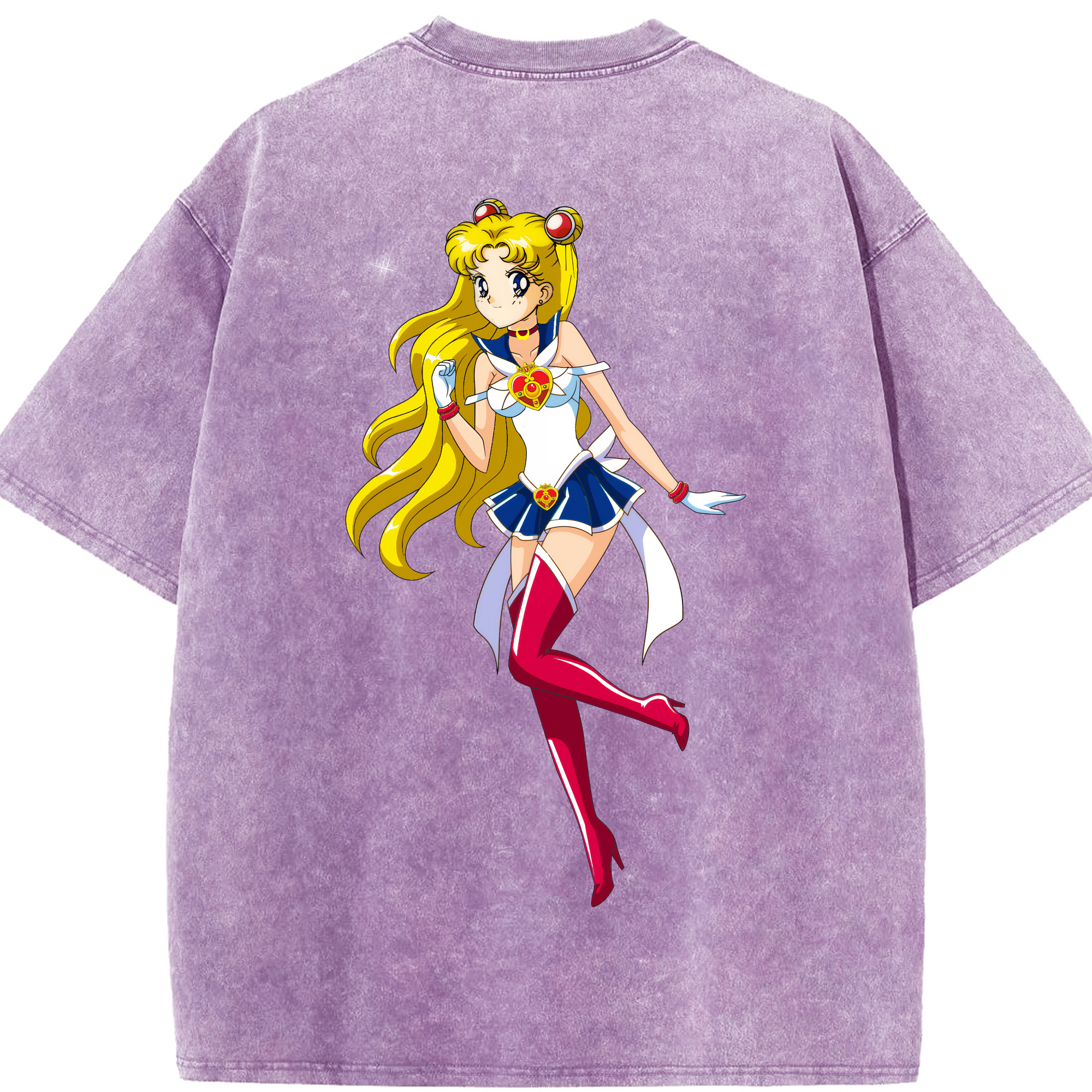 （画像用） 美少女戦士セーラームーン 月野 うさぎ つきの うさぎ Sailor Moon Tsukino Usagi 綿100% ヴィンテージ風 半袖Tシャツ（背面プリント）