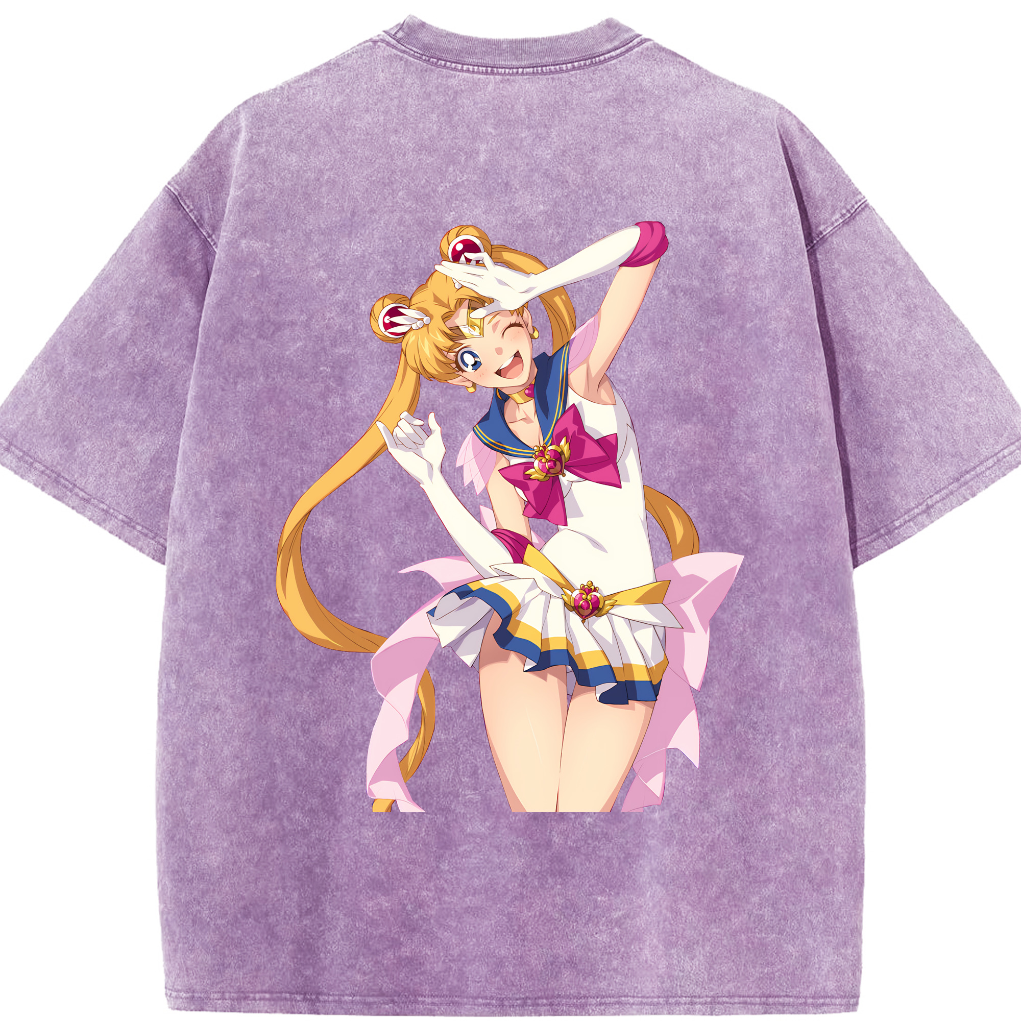 （画像用） 美少女戦士セーラームーン 月野 うさぎ つきの うさぎ Sailor Moon Tsukino Usagi 綿100% ヴィンテージ風 半袖Tシャツ（背面プリント）