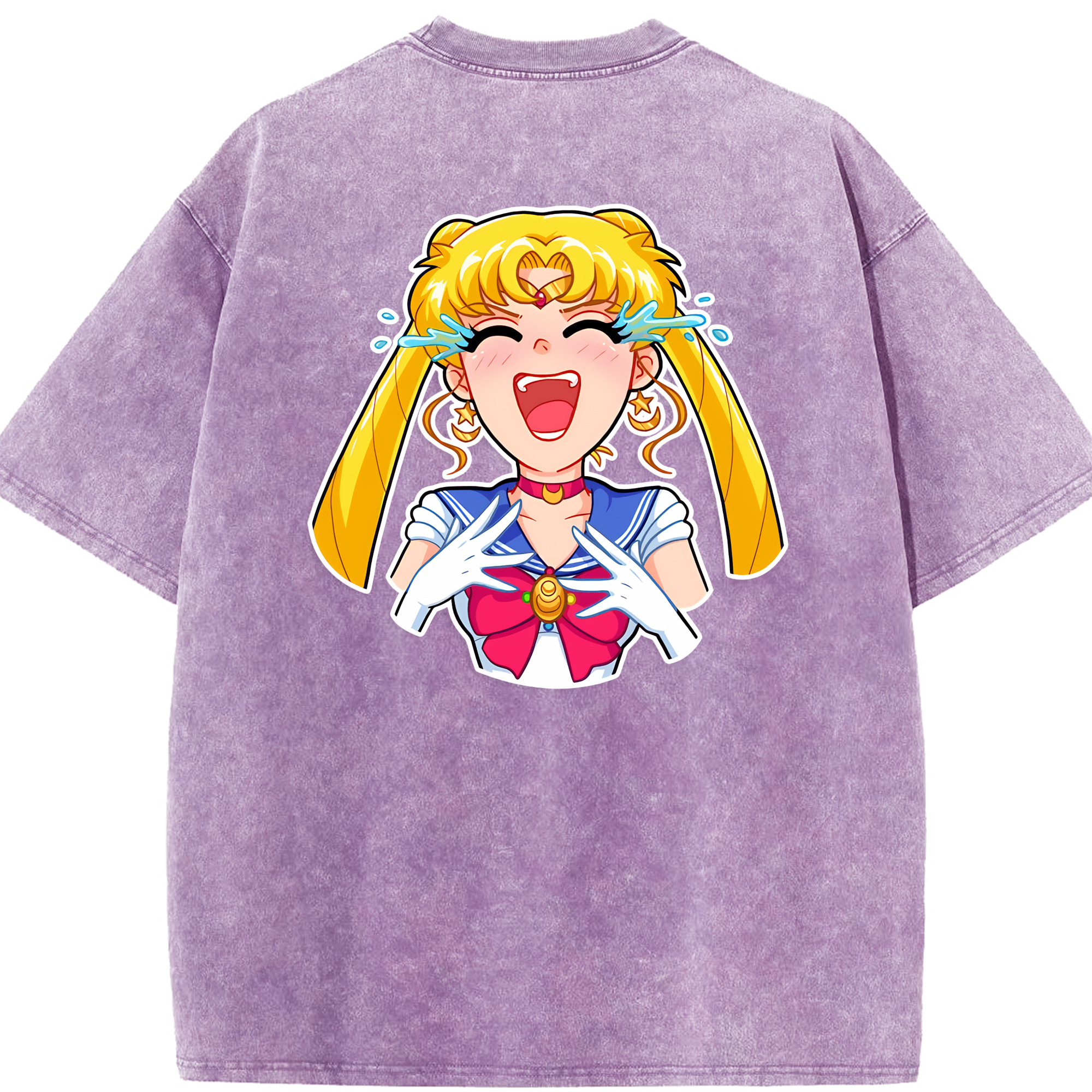 （画像用） 美少女戦士セーラームーン 月野 うさぎ つきの うさぎ Sailor Moon Tsukino Usagi 綿100% ヴィンテージ風 半袖Tシャツ（背面プリント）
