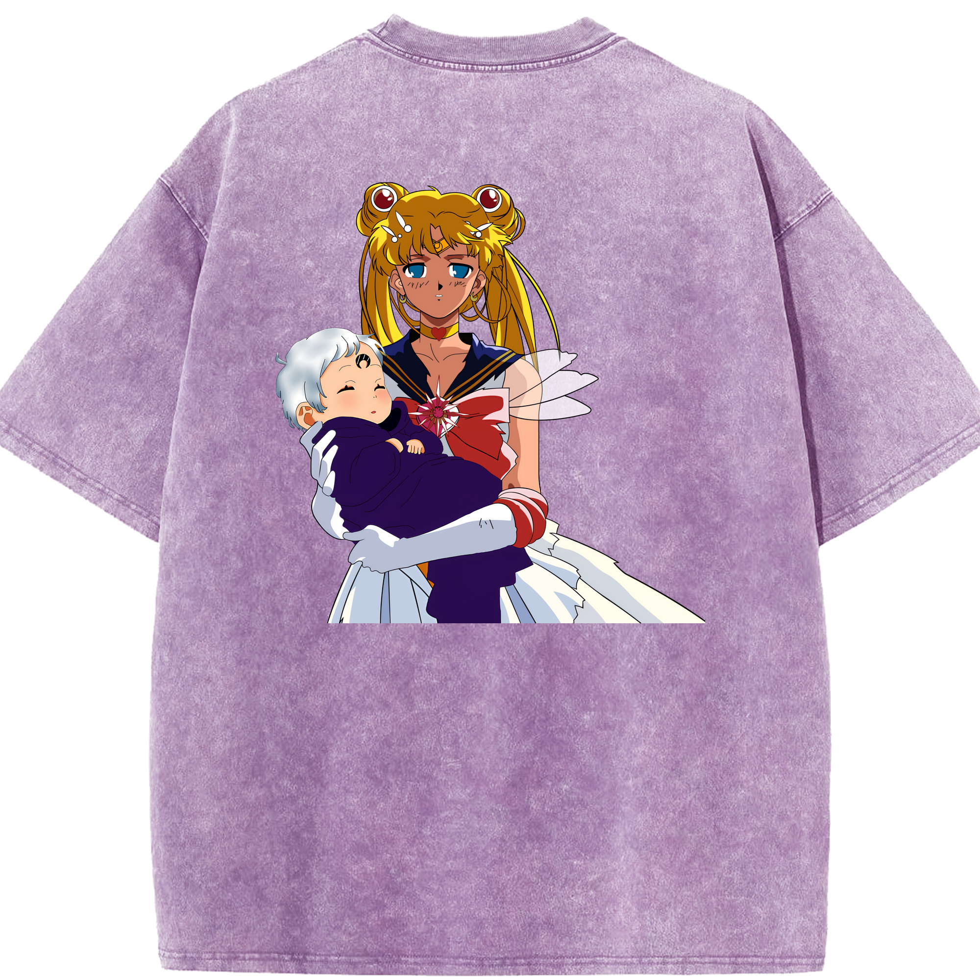 （画像用） 美少女戦士セーラームーン 月野 うさぎ つきの うさぎ Sailor Moon Tsukino Usagi 綿100% ヴィンテージ風 半袖Tシャツ（背面プリント）