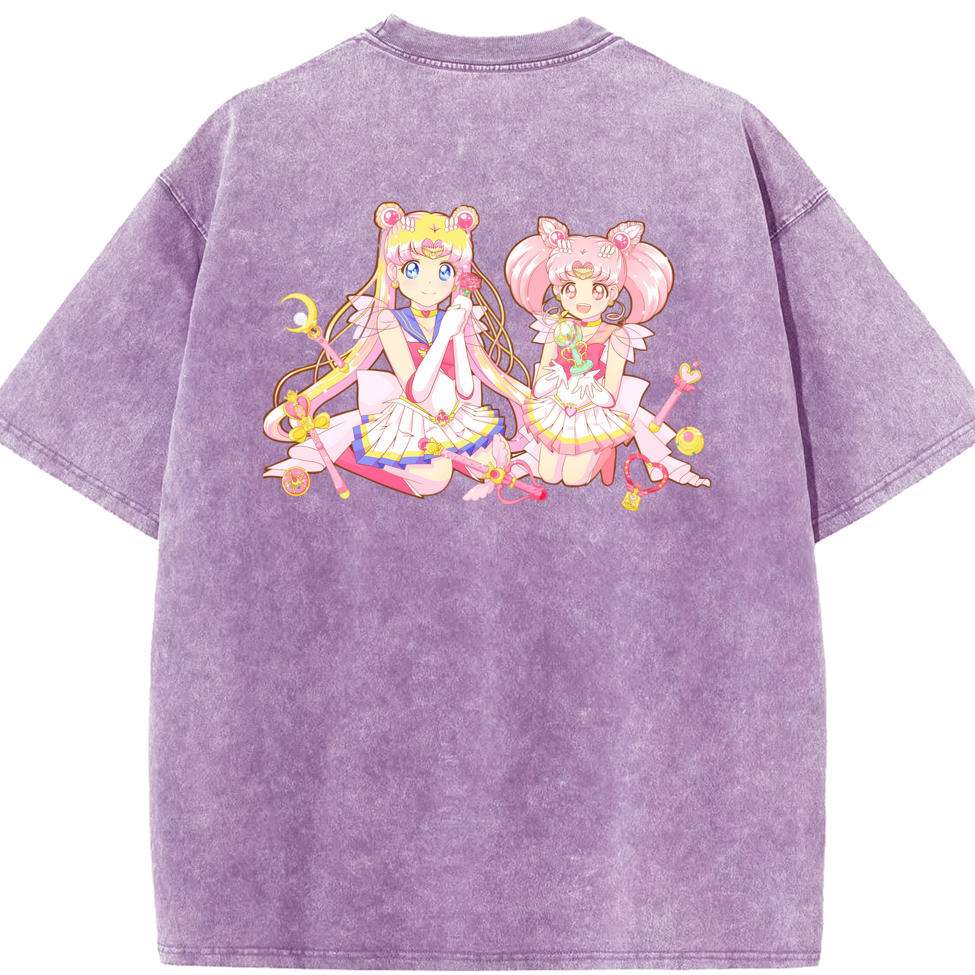 （画像用） 美少女戦士セーラームーン 月野 うさぎ つきの うさぎ Sailor Moon Tsukino Usagi 綿100% ヴィンテージ風 半袖Tシャツ（背面プリント）