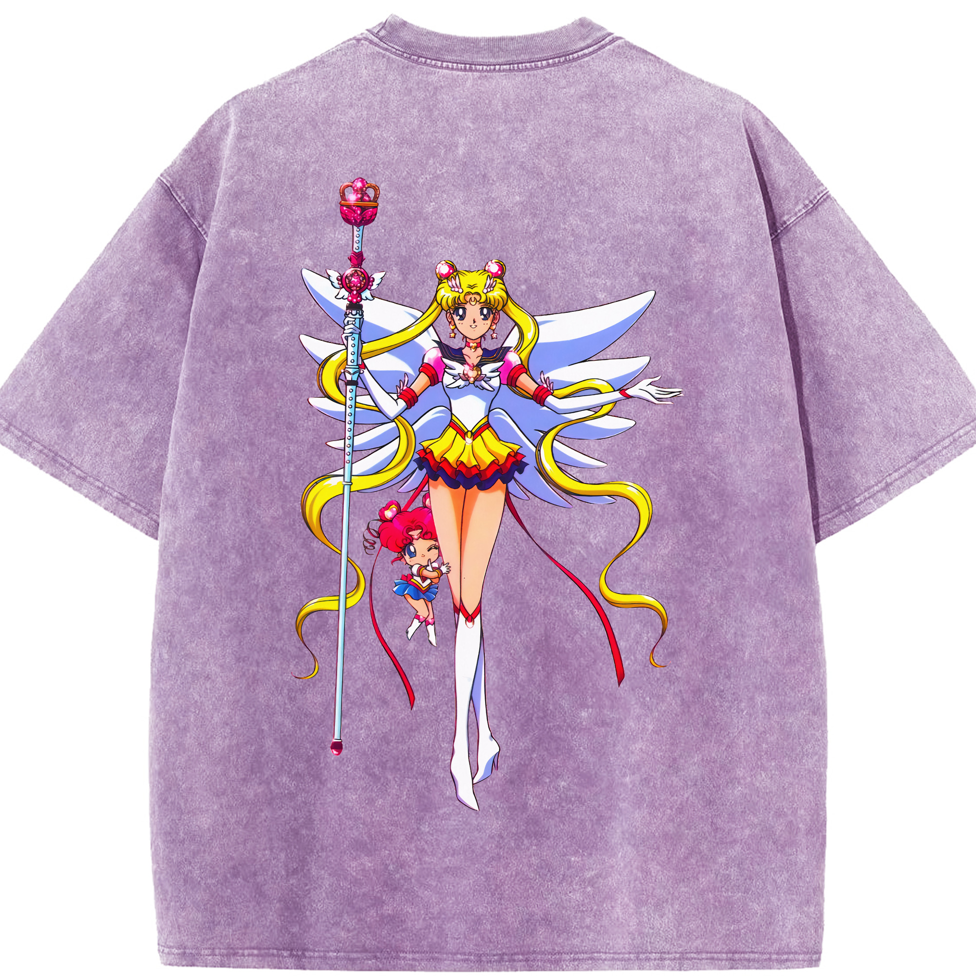 （画像用） 美少女戦士セーラームーン 月野 うさぎ つきの うさぎ Sailor Moon Tsukino Usagi 綿100% ヴィンテージ風 半袖Tシャツ（背面プリント）