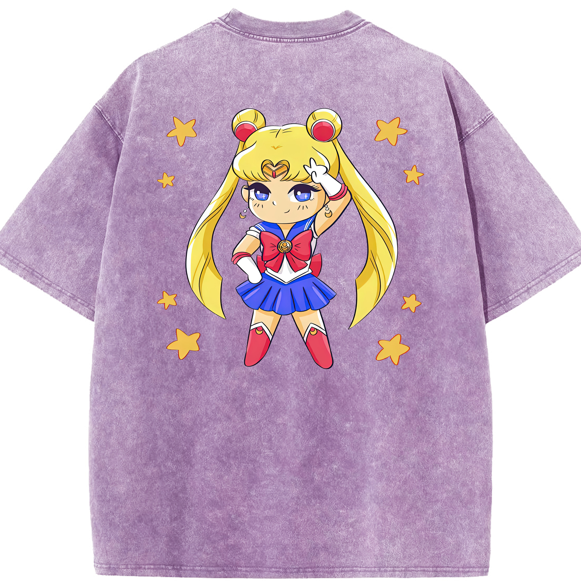 （画像用） 美少女戦士セーラームーン 月野 うさぎ つきの うさぎ Sailor Moon Tsukino Usagi 綿100% ヴィンテージ風 半袖Tシャツ（背面プリント）
