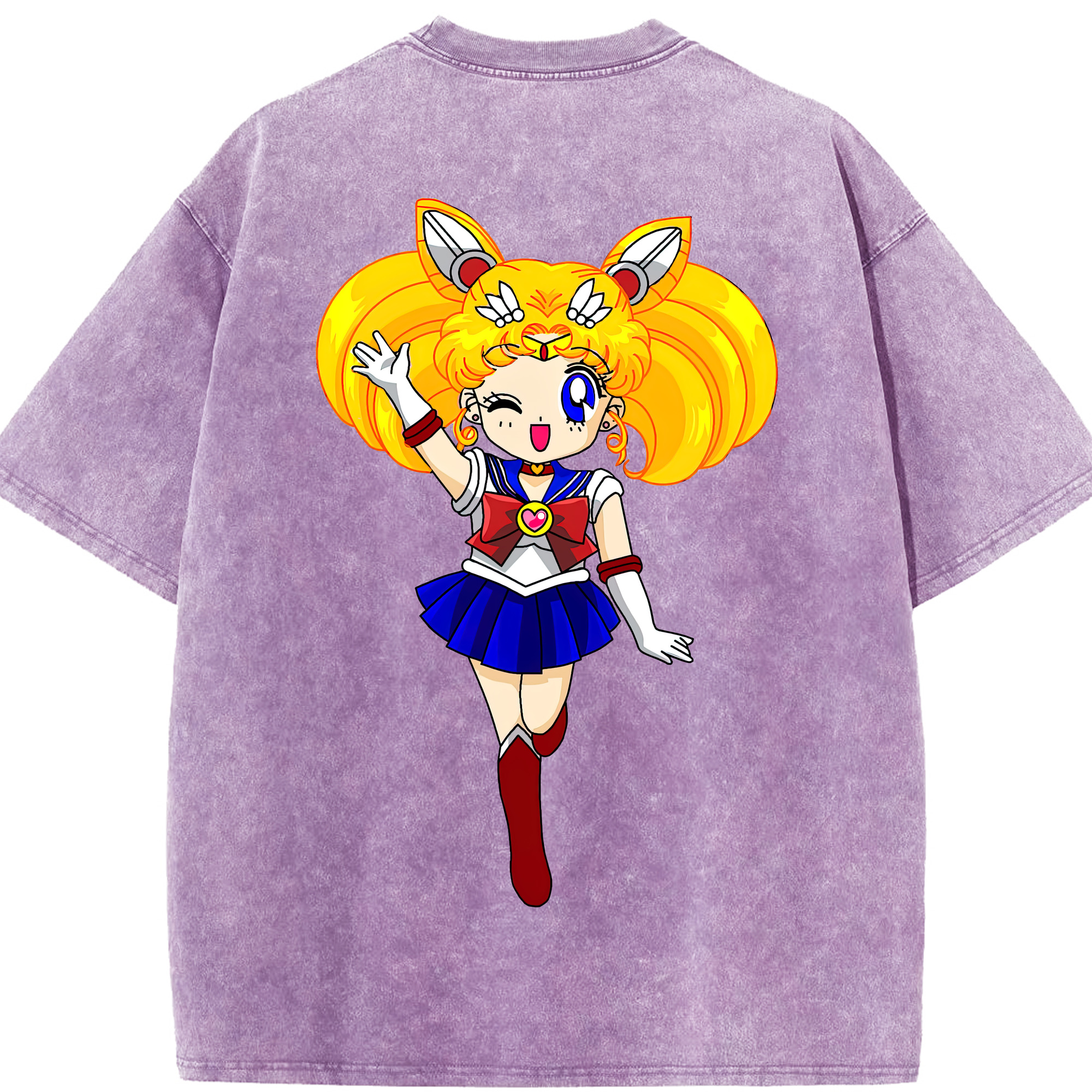 （画像用） 美少女戦士セーラームーン 月野 うさぎ つきの うさぎ Sailor Moon Tsukino Usagi 綿100% ヴィンテージ風 半袖Tシャツ（背面プリント）