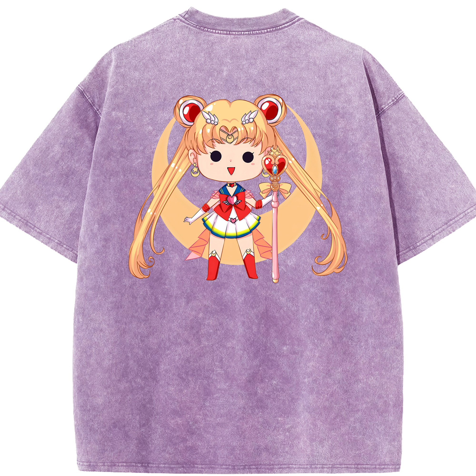 （画像用） 美少女戦士セーラームーン 月野 うさぎ つきの うさぎ Sailor Moon Tsukino Usagi 綿100% ヴィンテージ風 半袖Tシャツ（背面プリント）