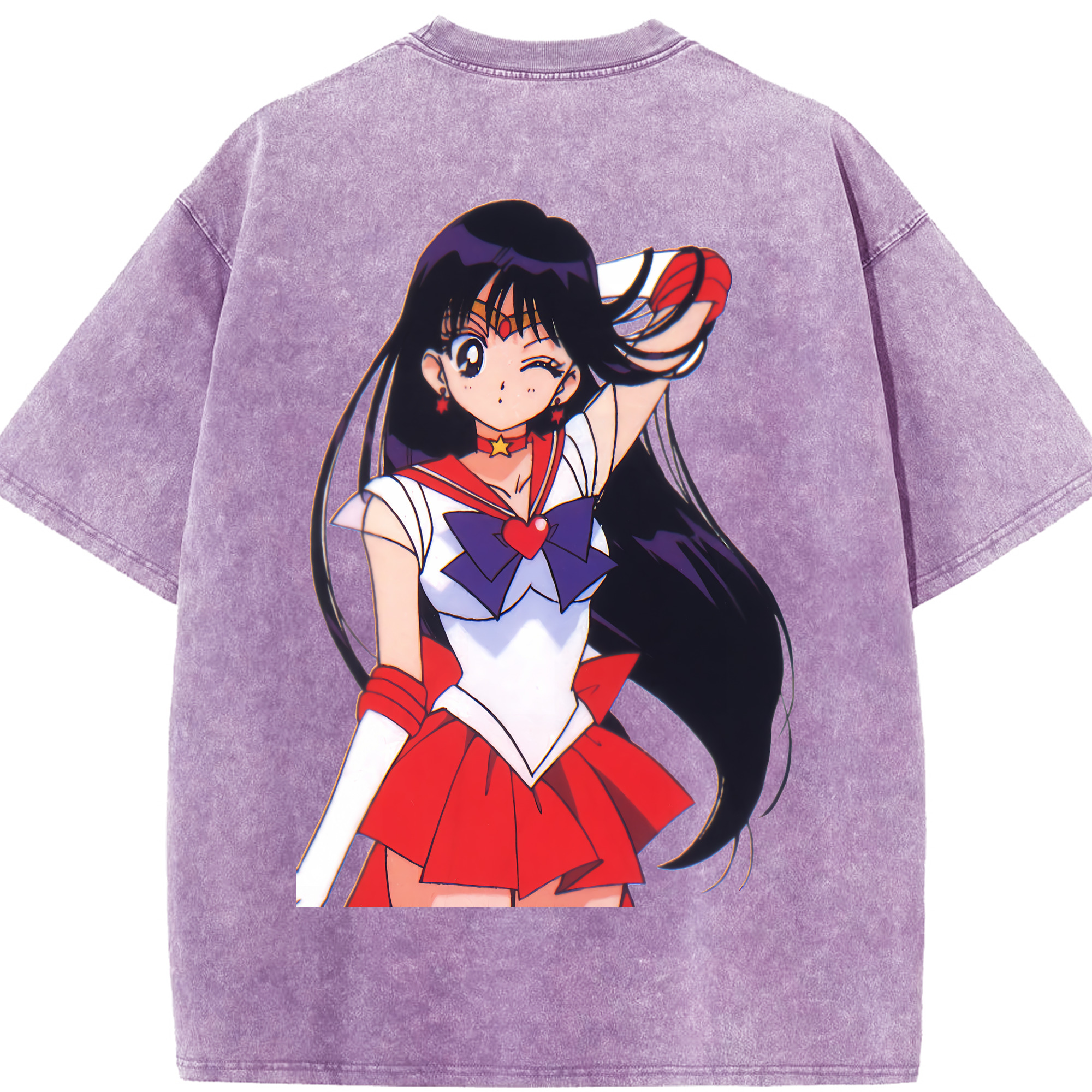 （画像用） 美少女戦士セーラームーン 火野レイ ひの レイ Sailor Moon Hino Rei （セーラーマーズ,Sailor Mars） 綿100% ヴィンテージ風 半袖Tシャツ（背面プリント）