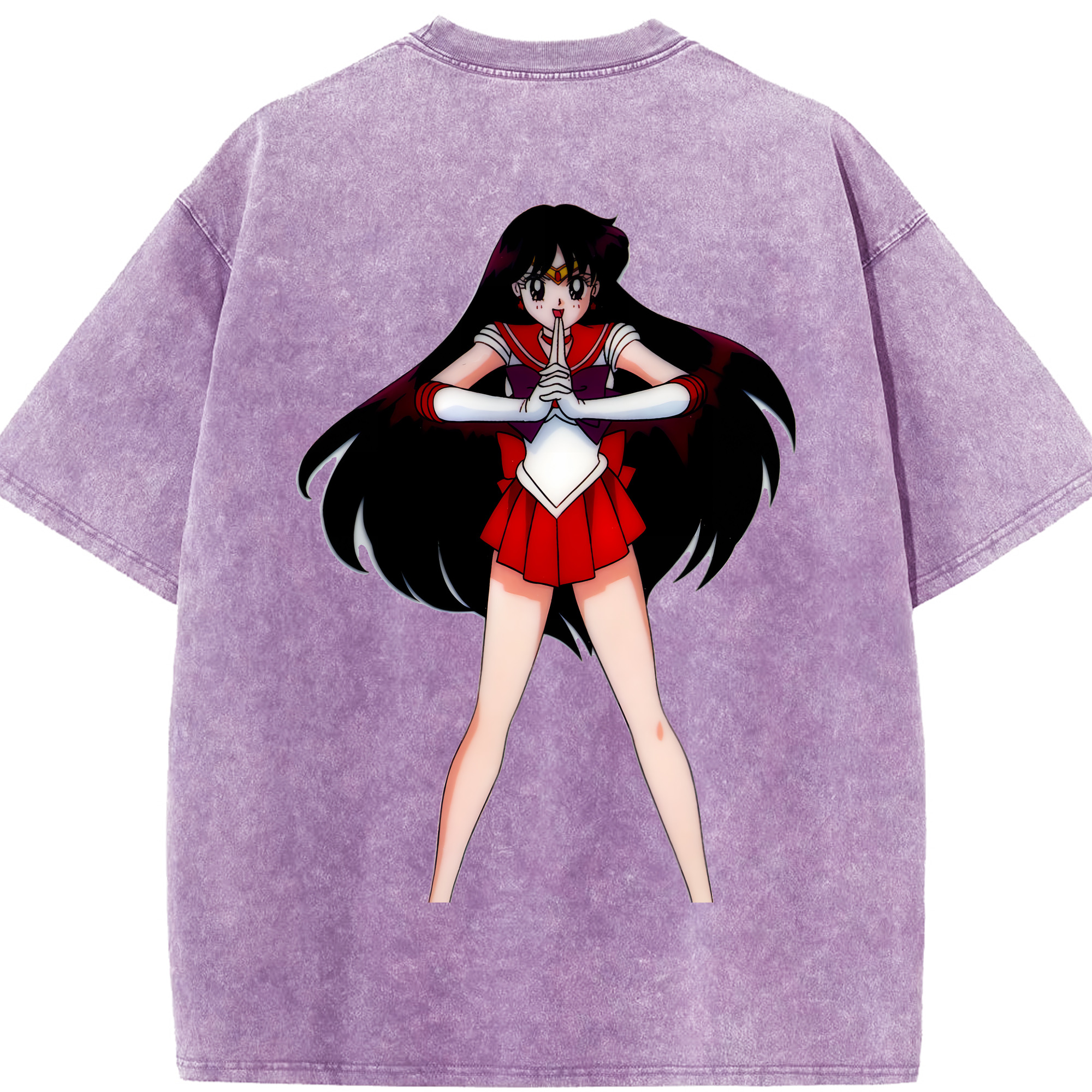 （画像用） 美少女戦士セーラームーン 火野レイ ひの レイ Sailor Moon Hino Rei （セーラーマーズ,Sailor Mars） 綿100% ヴィンテージ風 半袖Tシャツ（背面プリント）
