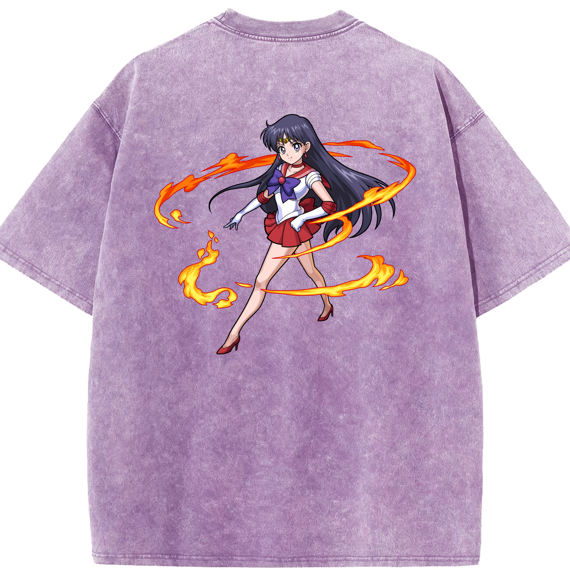 （画像用） 美少女戦士セーラームーン 火野レイ ひの レイ Sailor Moon Hino Rei （セーラーマーズ,Sailor Mars） 綿100% ヴィンテージ風 半袖Tシャツ（背面プリント）
