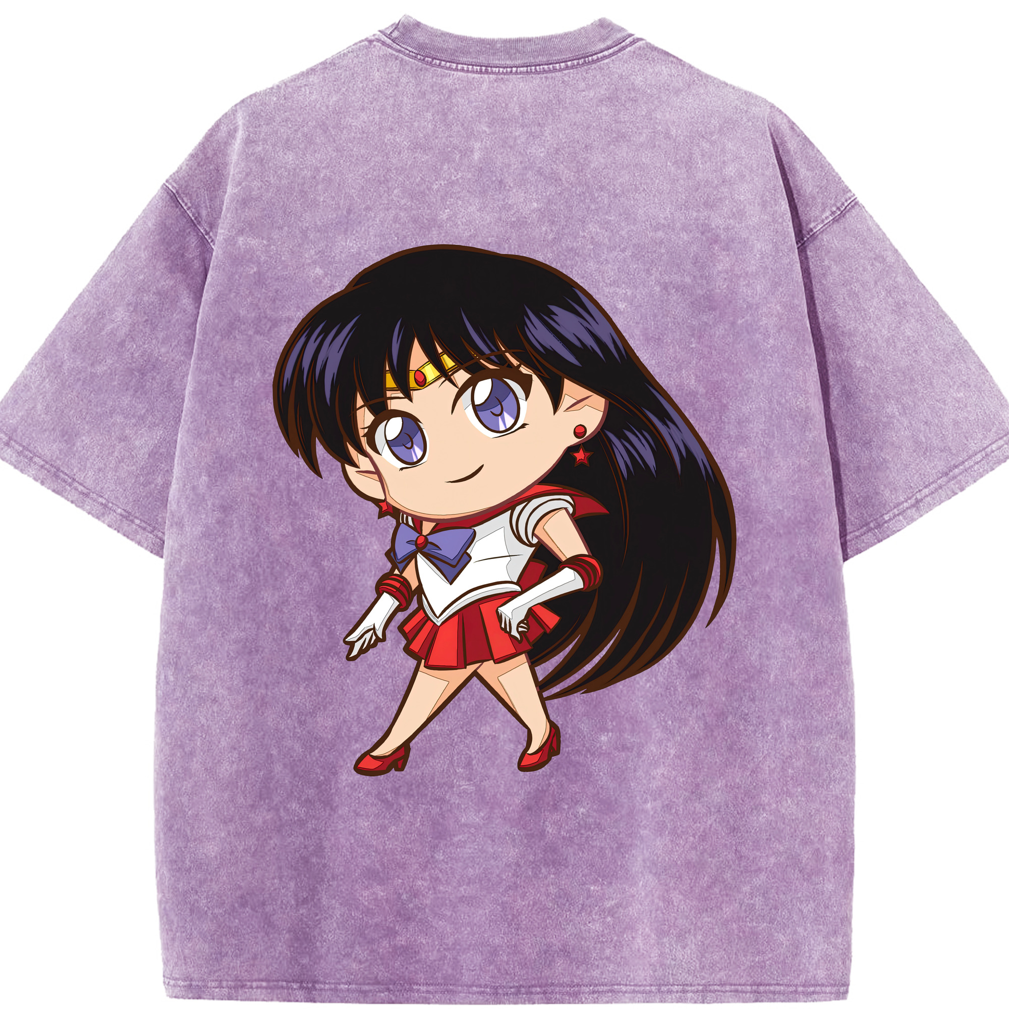 （画像用） 美少女戦士セーラームーン 火野レイ ひの レイ Sailor Moon Hino Rei （セーラーマーズ,Sailor Mars） 綿100% ヴィンテージ風 半袖Tシャツ（背面プリント）