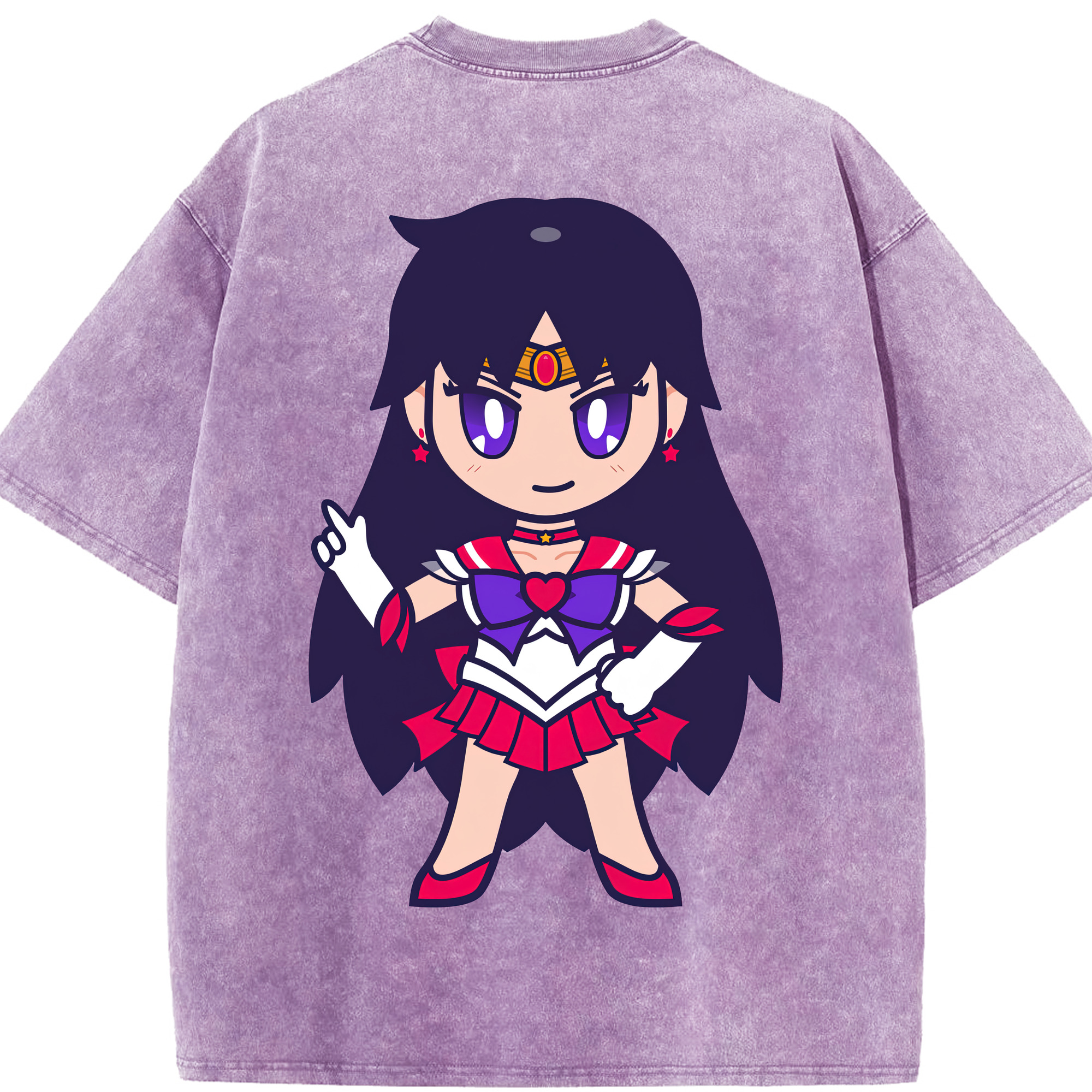 （画像用） 美少女戦士セーラームーン 火野レイ ひの レイ Sailor Moon Hino Rei （セーラーマーズ,Sailor Mars） 綿100% ヴィンテージ風 半袖Tシャツ（背面プリント）