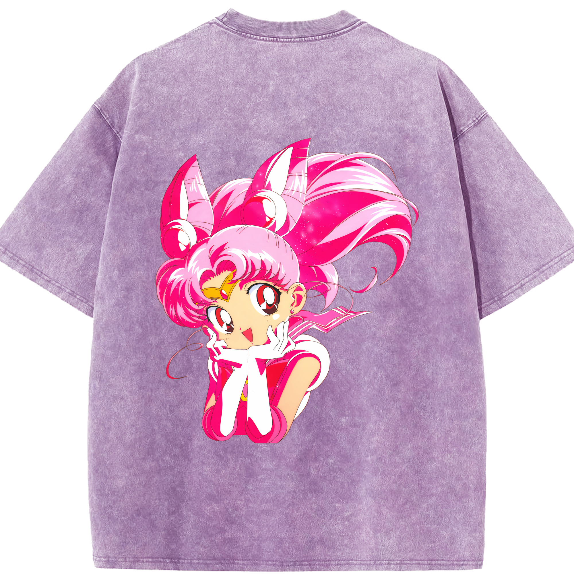（画像用） 美少女戦士セーラームーン ちびうさ Sailor Moon Chibiusa Tsukino Usagi Small Lady Serenity 綿100% ヴィンテージ風 半袖Tシャツ（背面プリント）