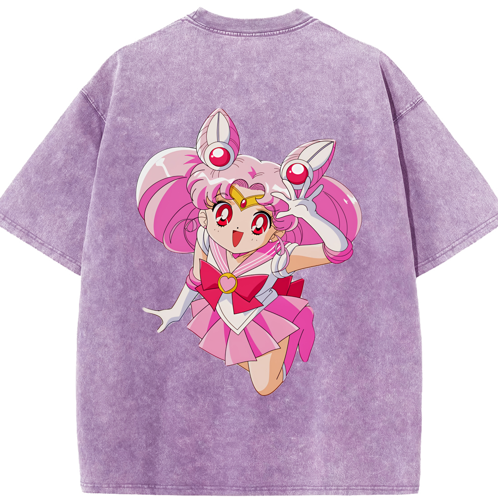 （画像用） 美少女戦士セーラームーン ちびうさ Sailor Moon Chibiusa Tsukino Usagi Small Lady Serenity 綿100% ヴィンテージ風 半袖Tシャツ（背面プリント）