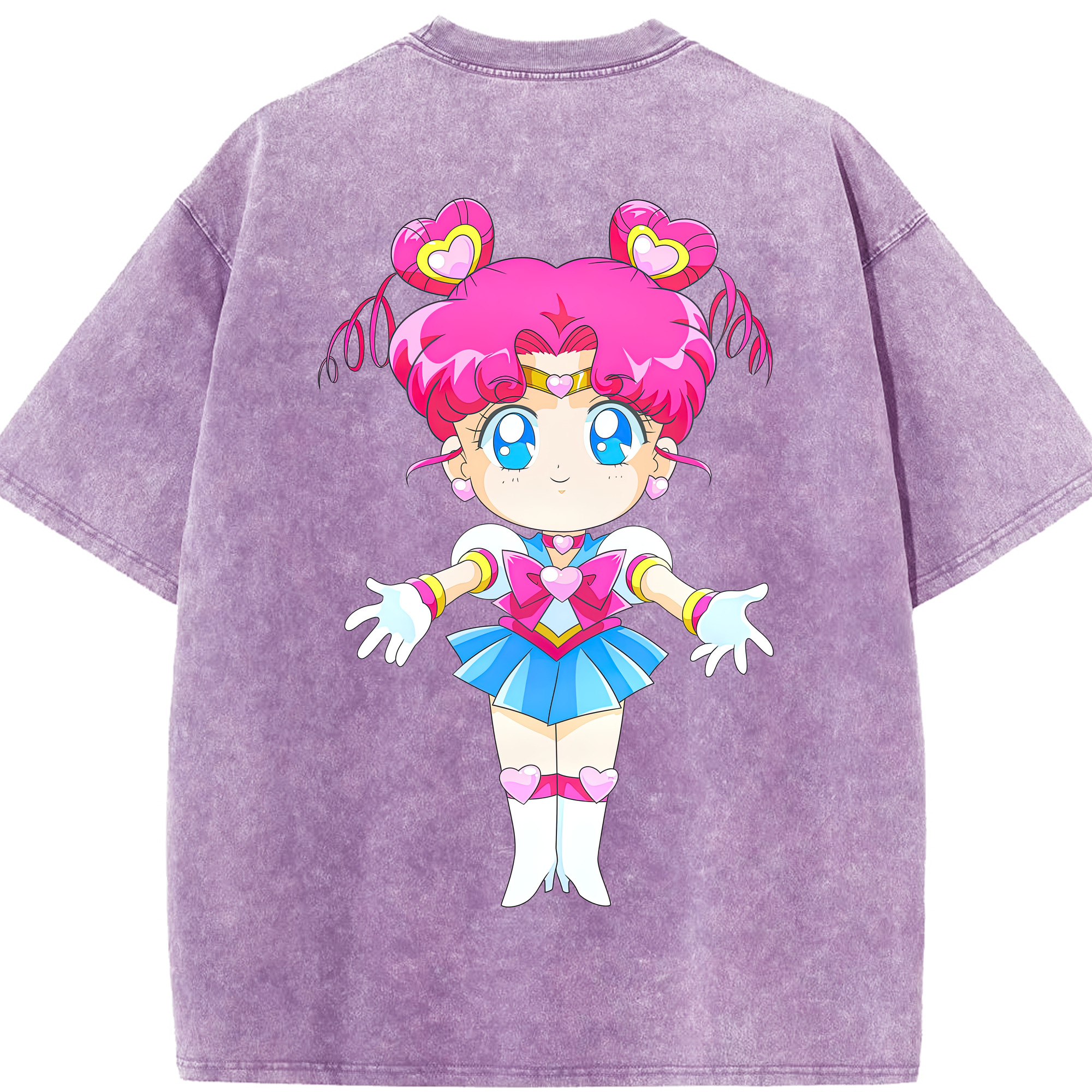 （画像用） 美少女戦士セーラームーン ちびうさ Sailor Moon Chibiusa Tsukino Usagi Small Lady Serenity 綿100% ヴィンテージ風 半袖Tシャツ（背面プリント）