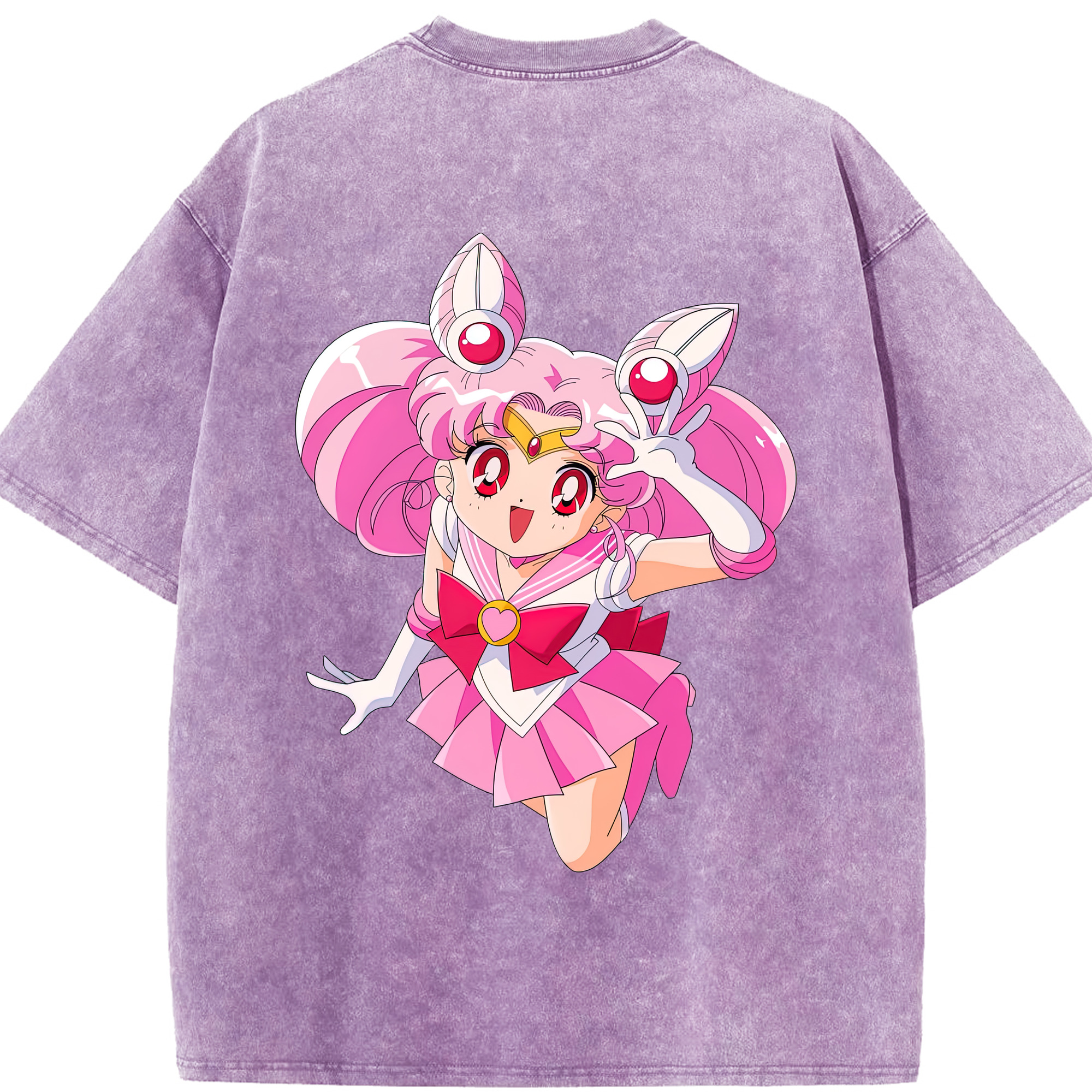 （画像用） 美少女戦士セーラームーン ちびうさ Sailor Moon Chibiusa Tsukino Usagi Small Lady Serenity 綿100% ヴィンテージ風 半袖Tシャツ（背面プリント）