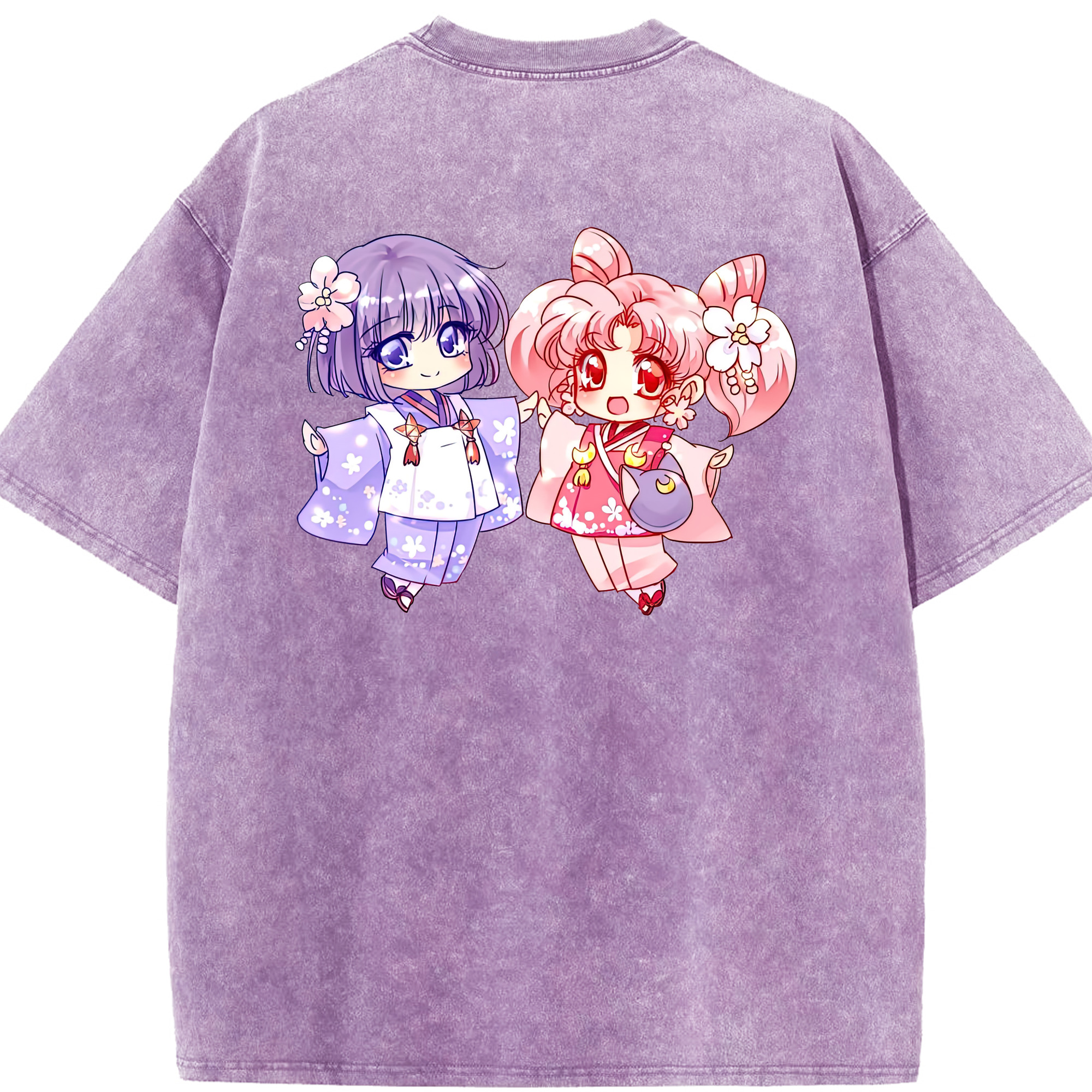 （画像用） 美少女戦士セーラームーン ちびうさ Sailor Moon Chibiusa Tsukino Usagi Small Lady Serenity 綿100% ヴィンテージ風 半袖Tシャツ（背面プリント）