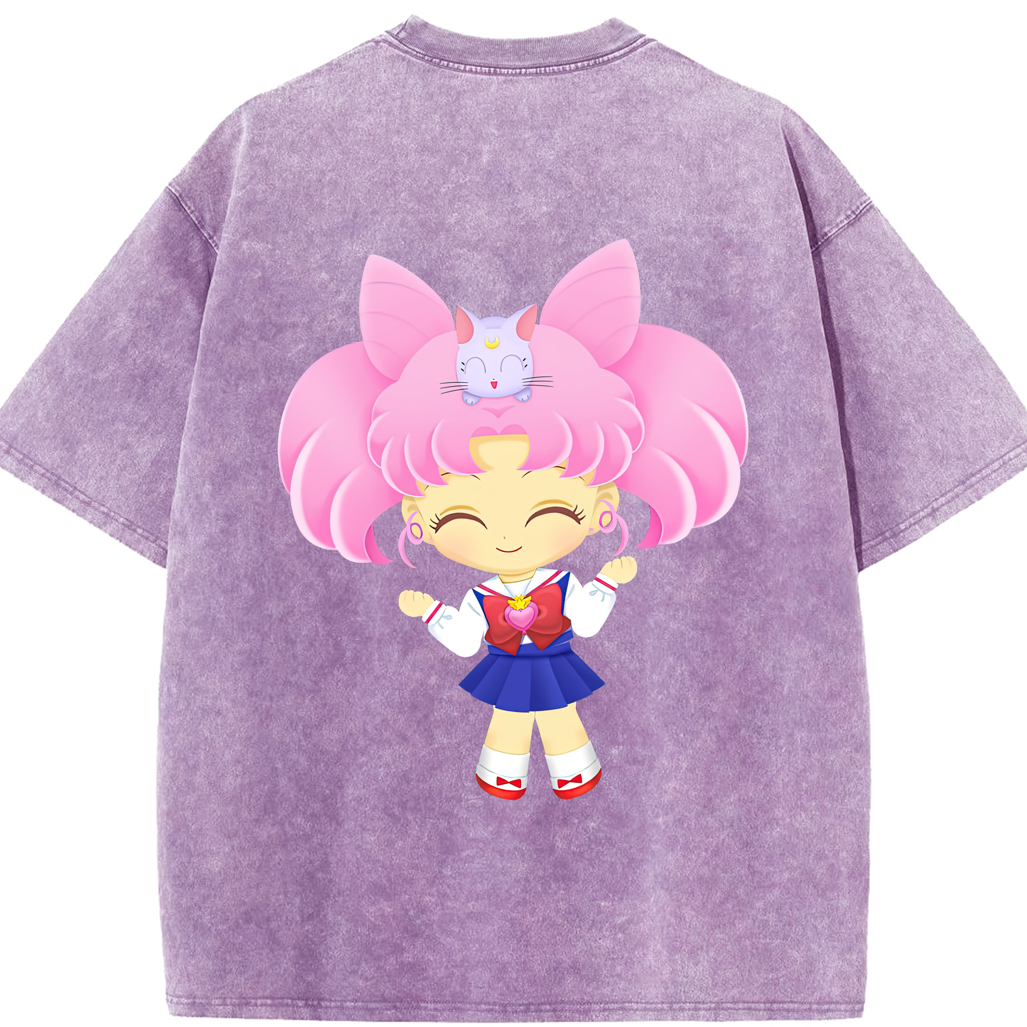 （画像用） 美少女戦士セーラームーン ちびうさ Sailor Moon Chibiusa Tsukino Usagi Small Lady Serenity 綿100% ヴィンテージ風 半袖Tシャツ（背面プリント）