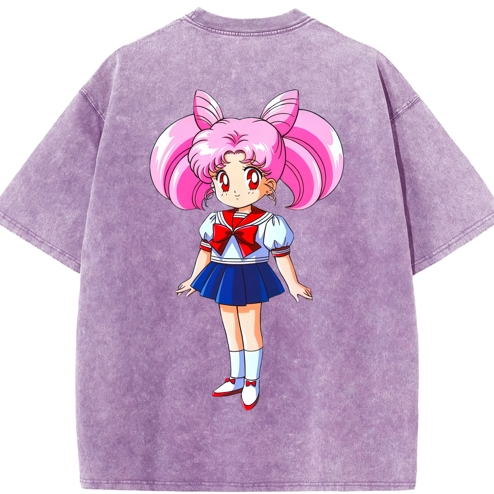 （画像用） 美少女戦士セーラームーン ちびうさ Sailor Moon Chibiusa Tsukino Usagi Small Lady Serenity 綿100% ヴィンテージ風 半袖Tシャツ（背面プリント）